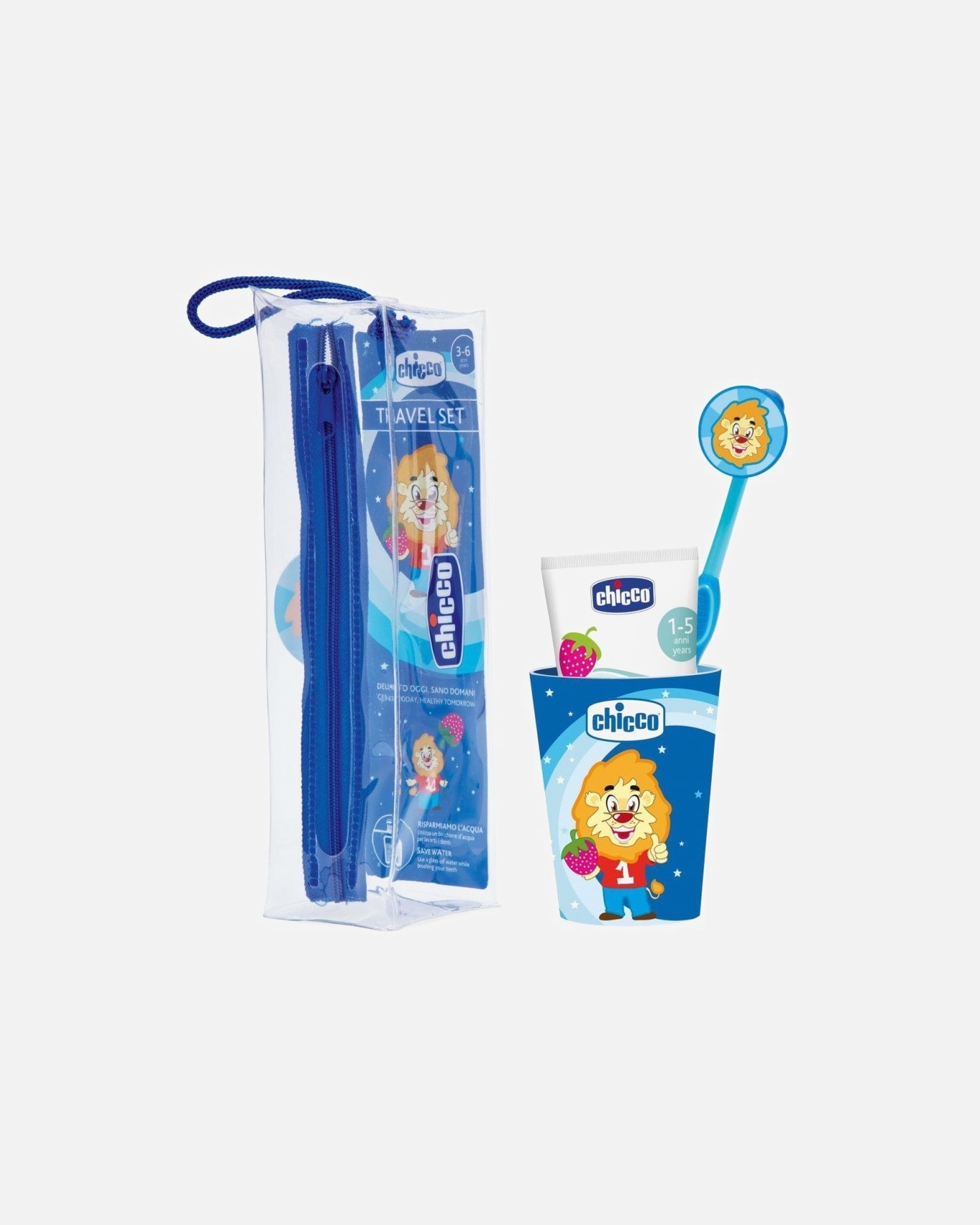 Cepillo de dientes para Unisex Chicco Set Cepillo De Dientes Viaje Azul 36M+ 1 UN