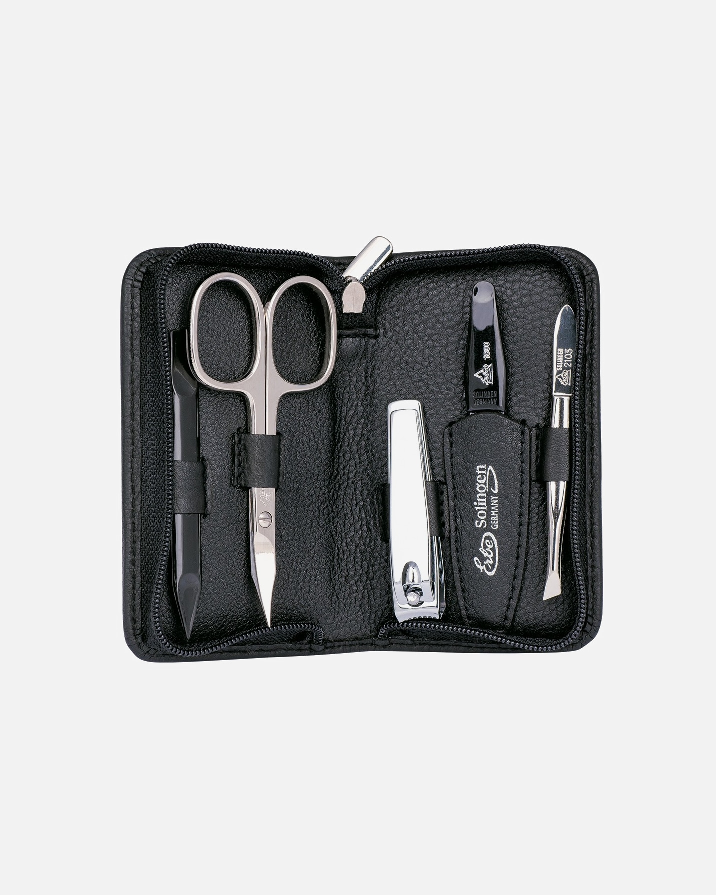 Estuche para Unisex ERBE Siena Manicure Zipper Case Range "Siena", black, 5 pcs. Negro