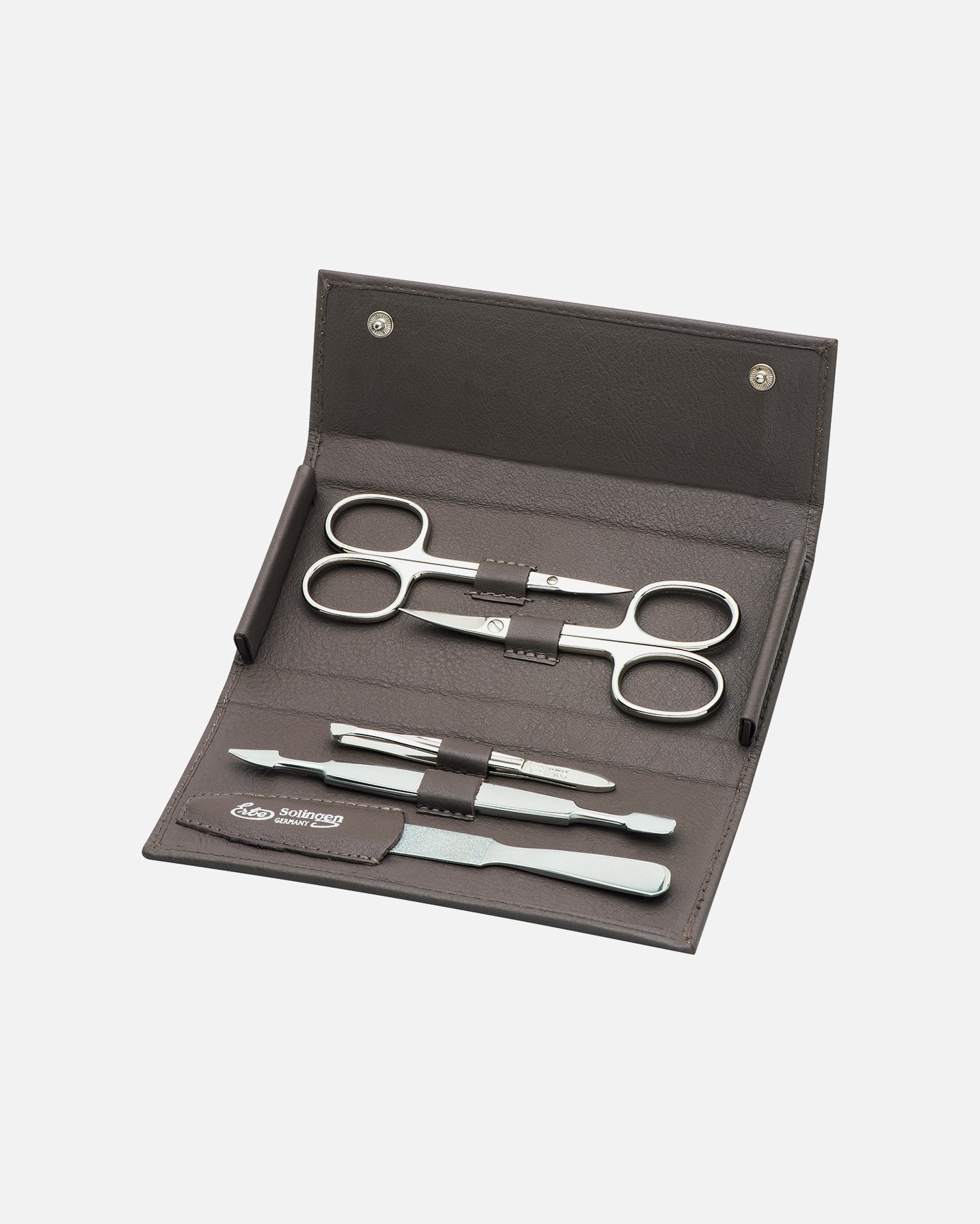 Estuche para Unisex ERBE Siena Estuche de manicura pulsador serie taupe, 5 pzs. 1 Un