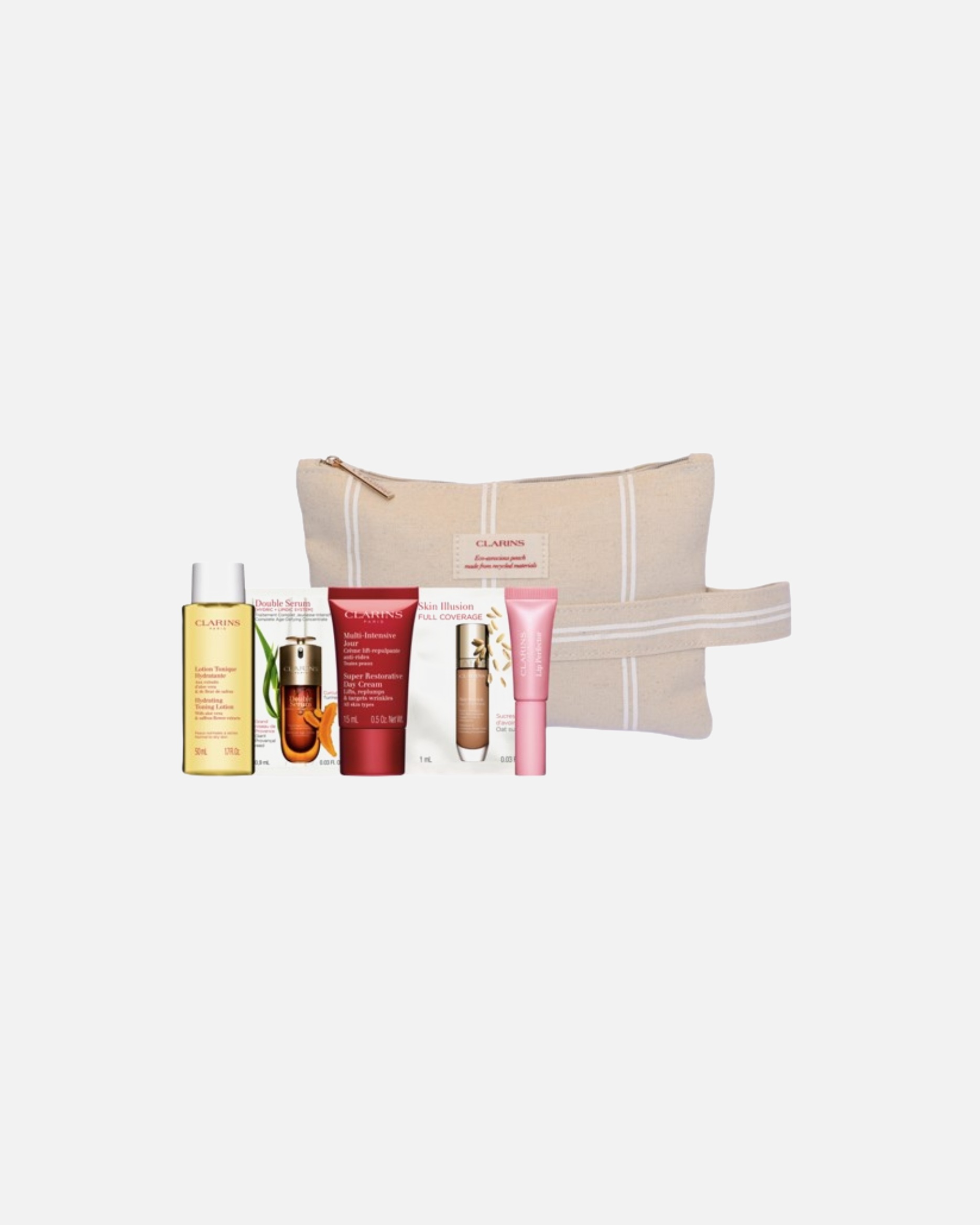 para Unisex Clarins Neceser con minitallas por la compra de dos productos de tratamiento Clarins. Excluidos articulos del Douglas Partner y Click&Collect. Valido del 21 de Noviembre o hasta agotar las unidades.