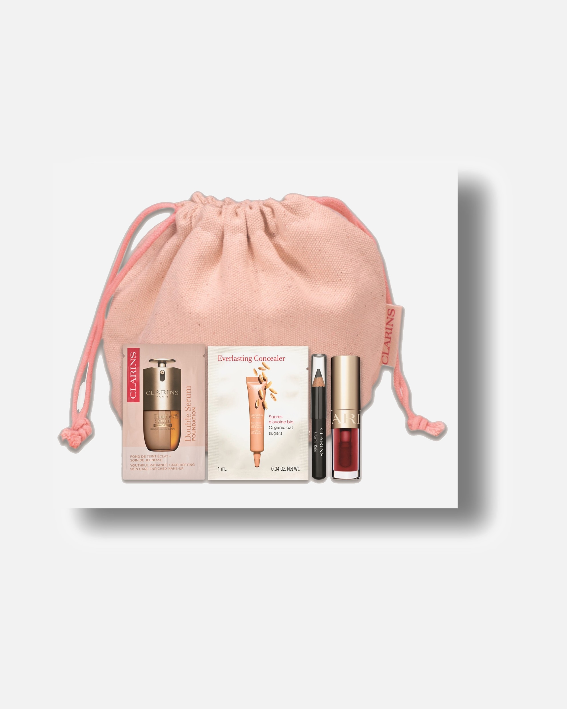 Por la compra de 2 productos de Clarins, elige un de los Neceser con minitallas de la marca. Excluidos articulos del Douglas Partner y Click&Collect.