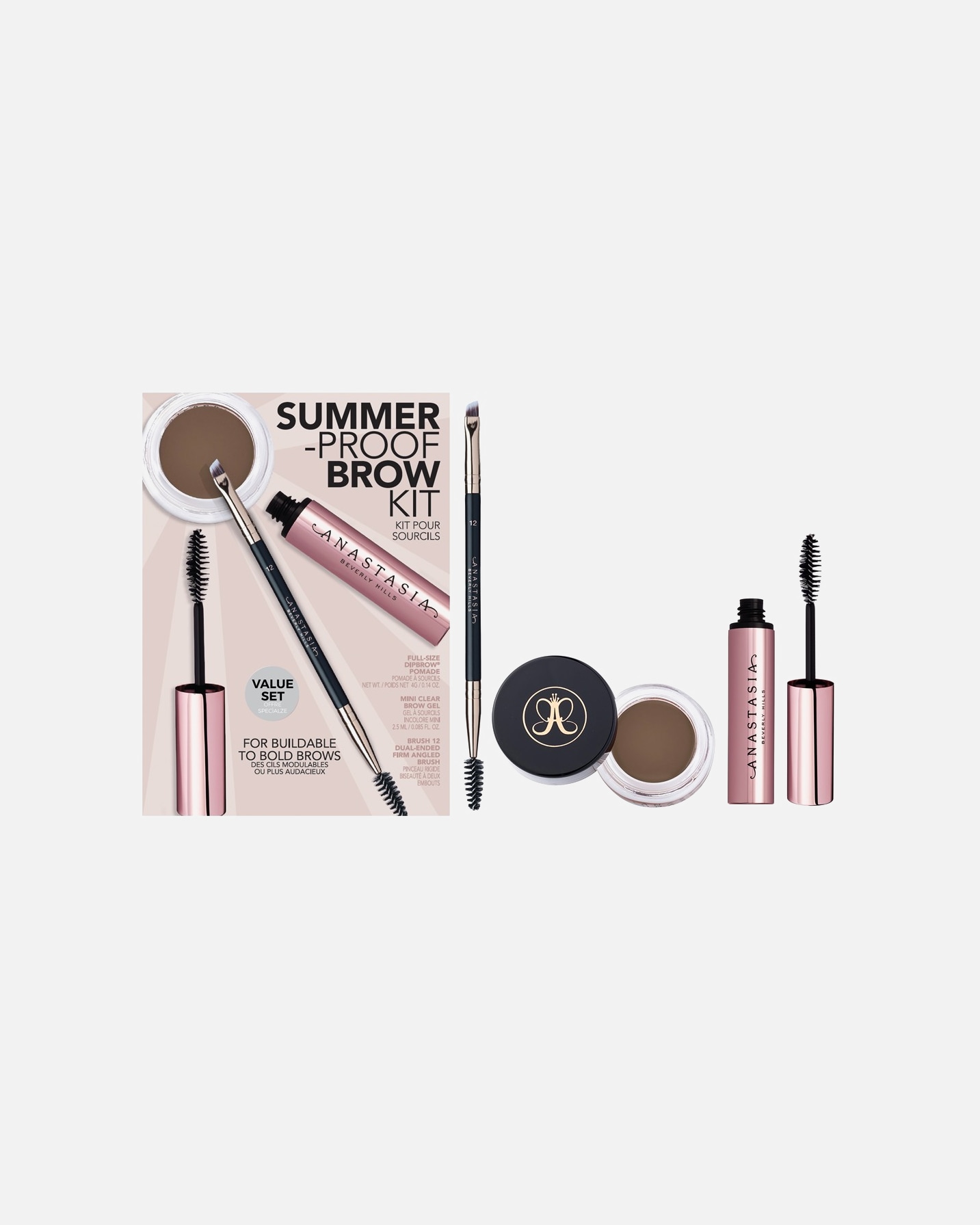 Set de maquillaje para cejas para Unisex Anastasia Beverly Hills Summer-Proof Brow Kit Soft Brown