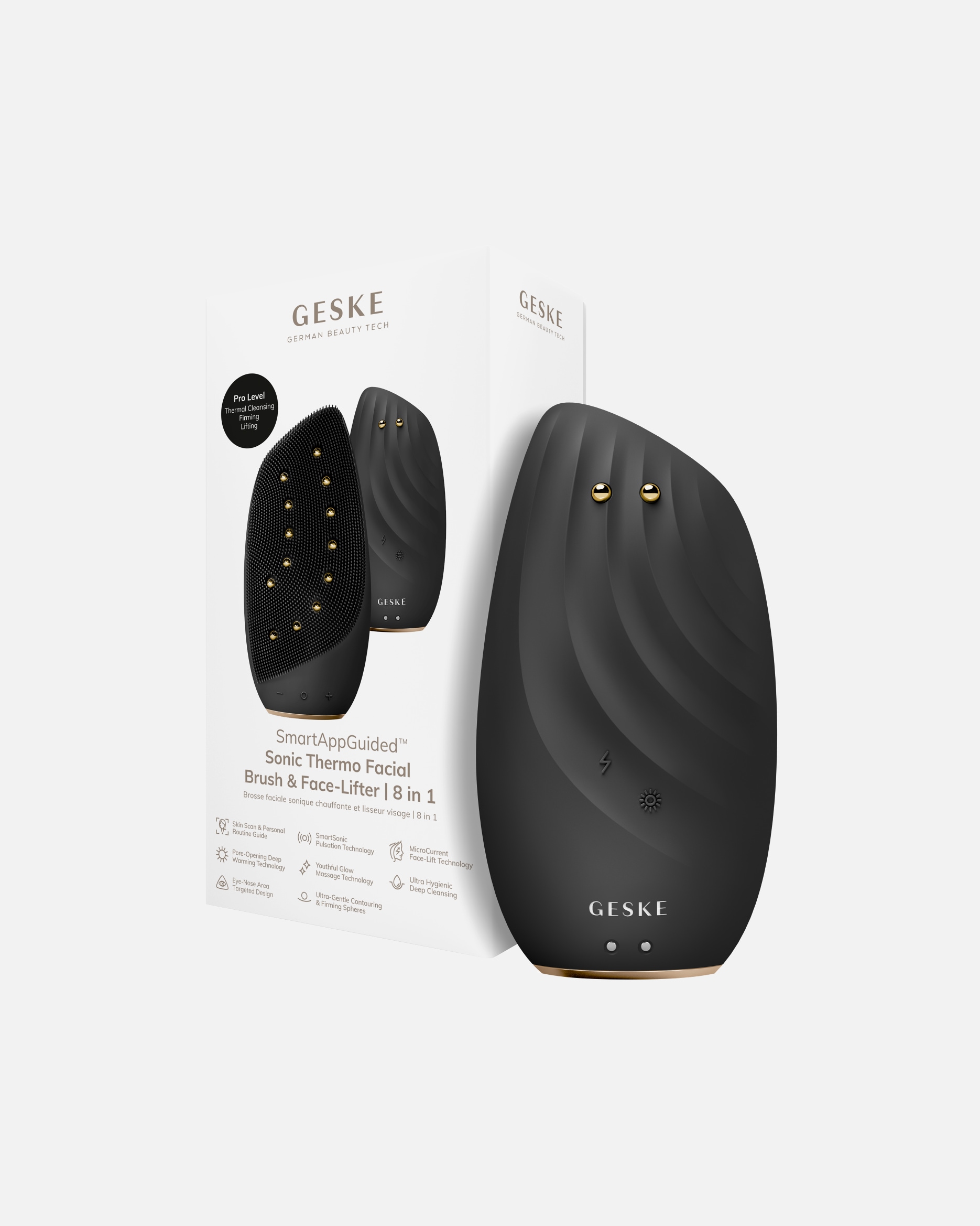 Dispositivo de masaje facial eléctrico para Unisex GESKE SmartAppGuided™ Sonic Thermo Facial Brush & Face-Lifter | 8 in 1 1 Un