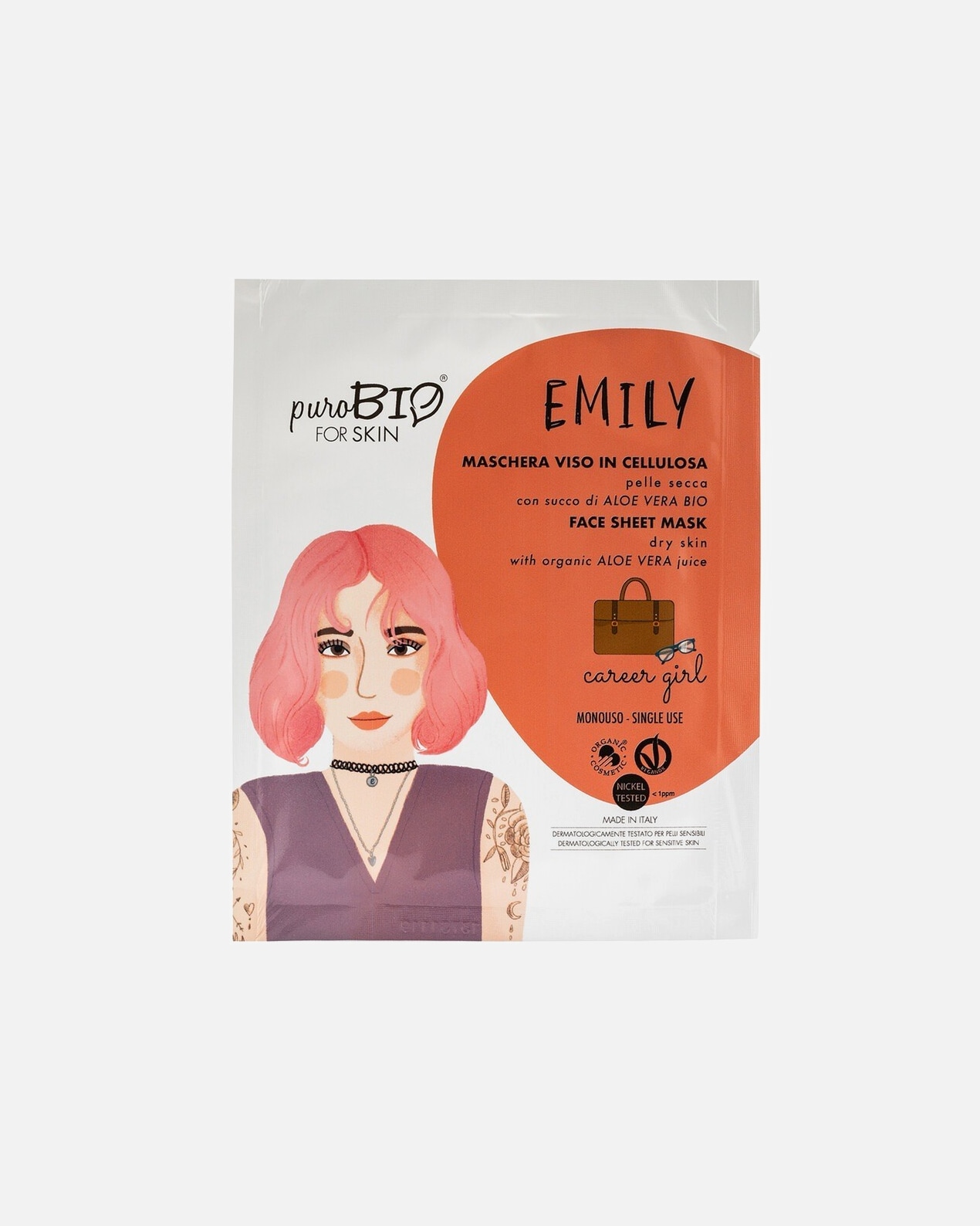 Mascarilla de brillo para Mujer Purobio Emily Face Mask Pure Cellulose Career Girl