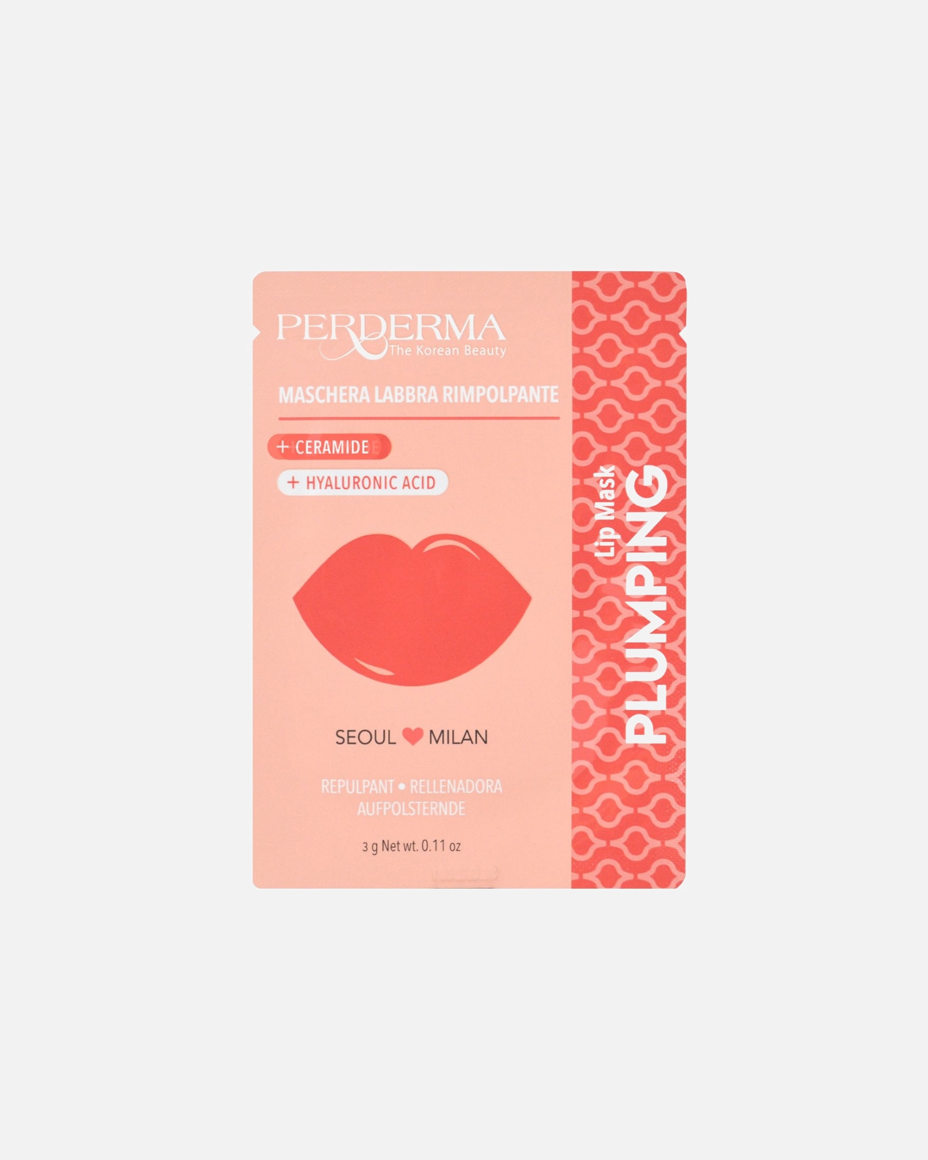 Mascarilla de labios para Mujer Perderma Seductora con Colágeno y Ácido Hialurónico 1 Pieza