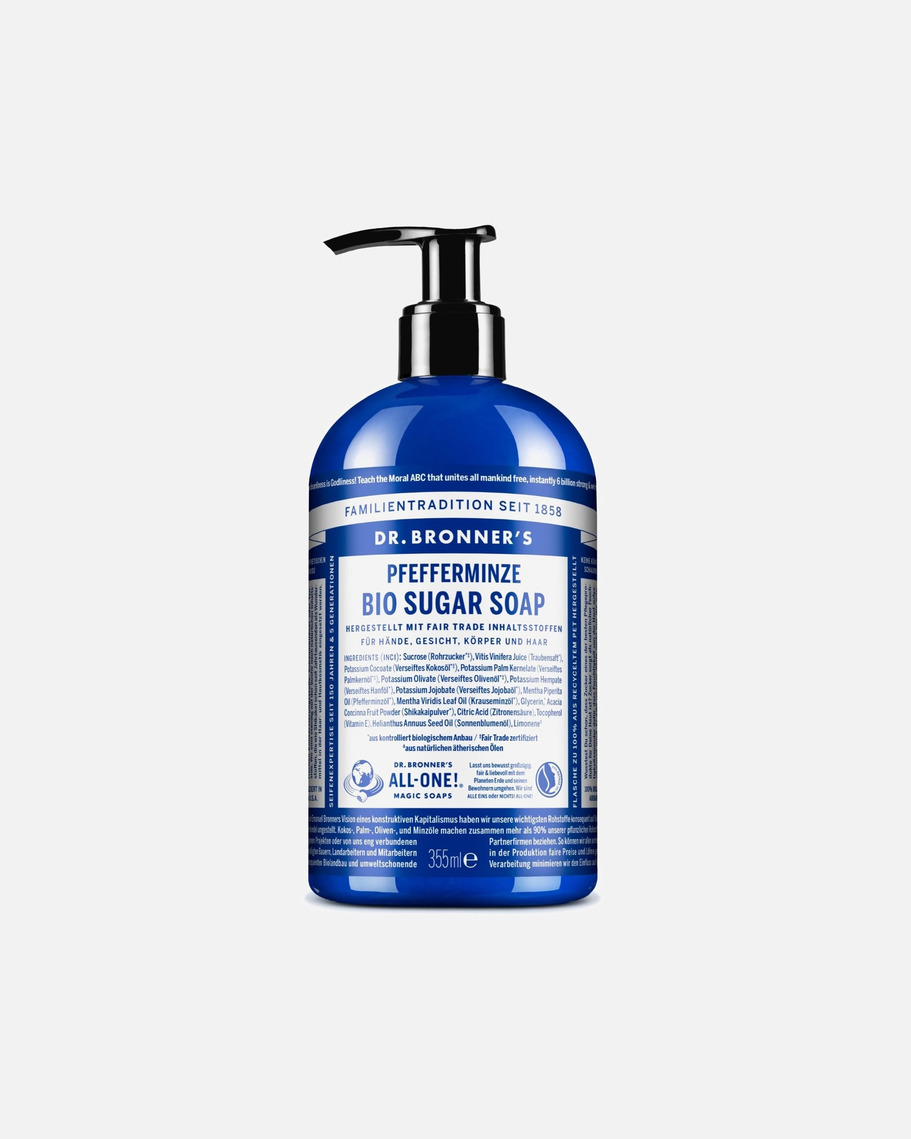 Gel de ducha para Unisex Dr. Bronner's Peppermint Bio Sugar Soap 355 ml