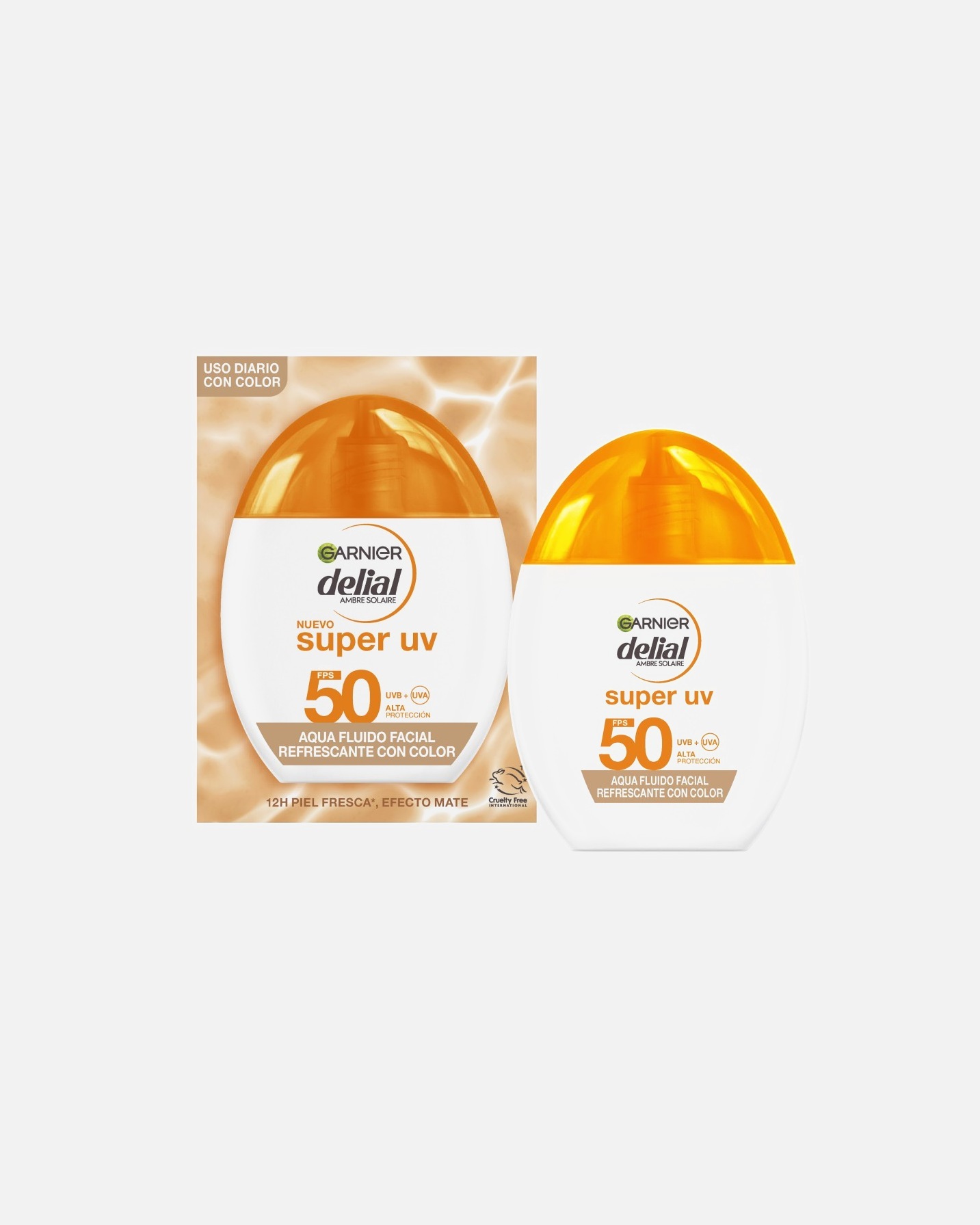 Bálsamo solar para Unisex Garnier Delial Agua Fluido Facial Refrescante FPS 50 Invisible 40 ml