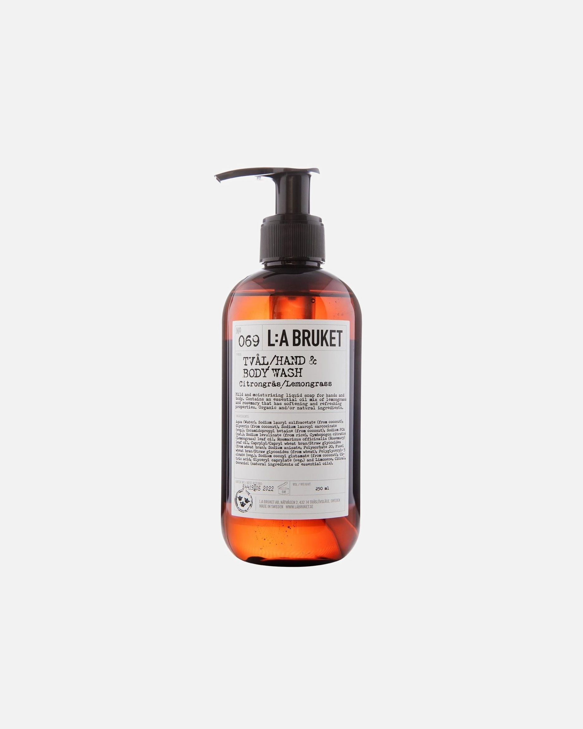 Gel de ducha para Unisex L:A BRUKET No. 069 Hand & Body Wash Lemongrass 240 ml