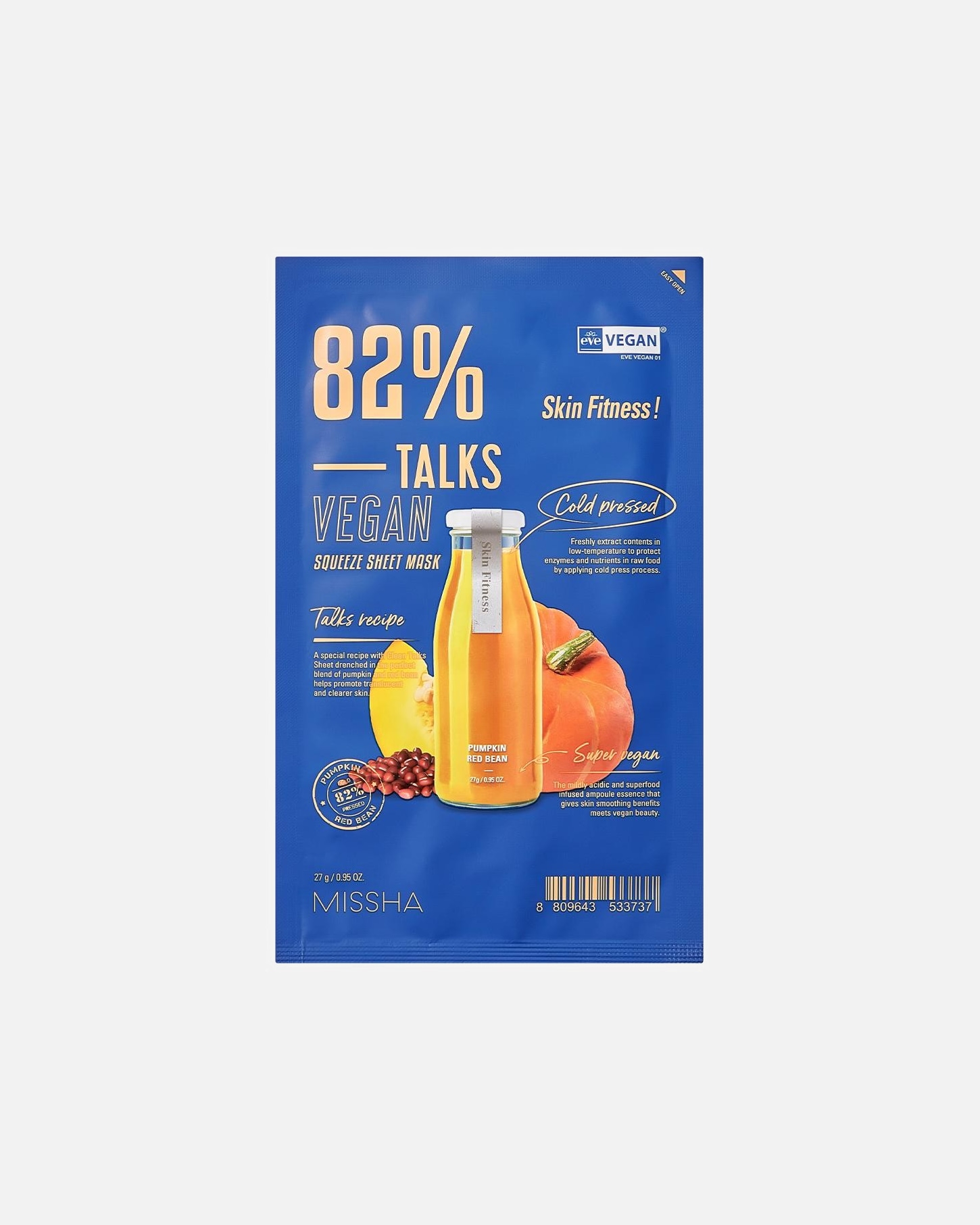 Mascarilla de tela para Unisex Missha Talks Vegan Squeeze Sheet Mask Skin Fitness 27 GR