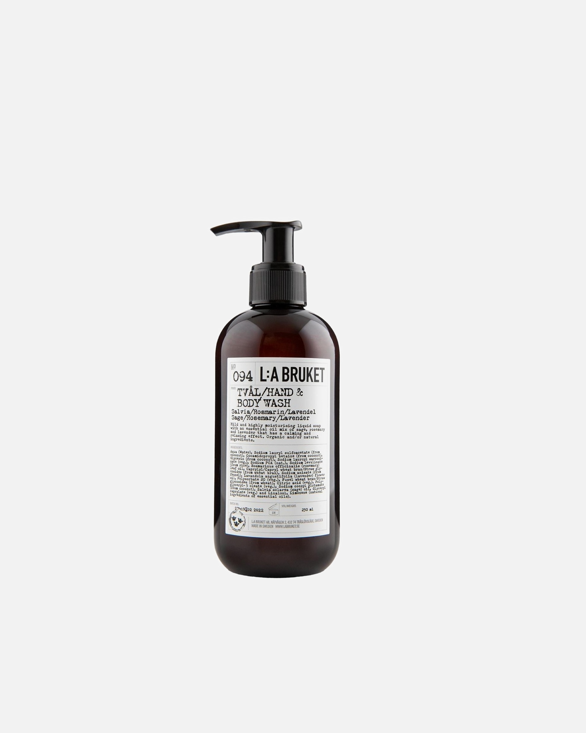 Jabón corporal para Unisex L:A BRUKET No. 094 Hand & Body Wash Sage / Rosemary / Lavender 240 ml