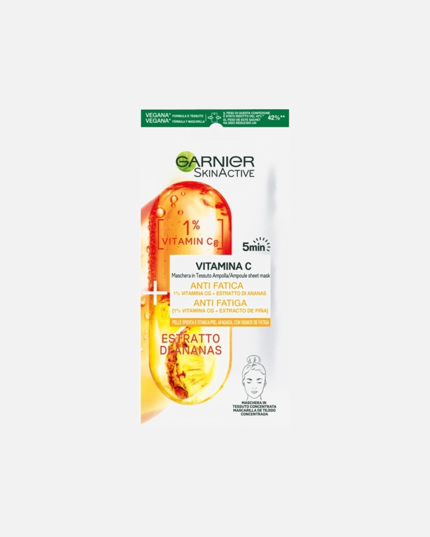 Mascarilla de brillo para Mujer Garnier Skin Active Mascarilla Ampolla Vitamina C 15 GR