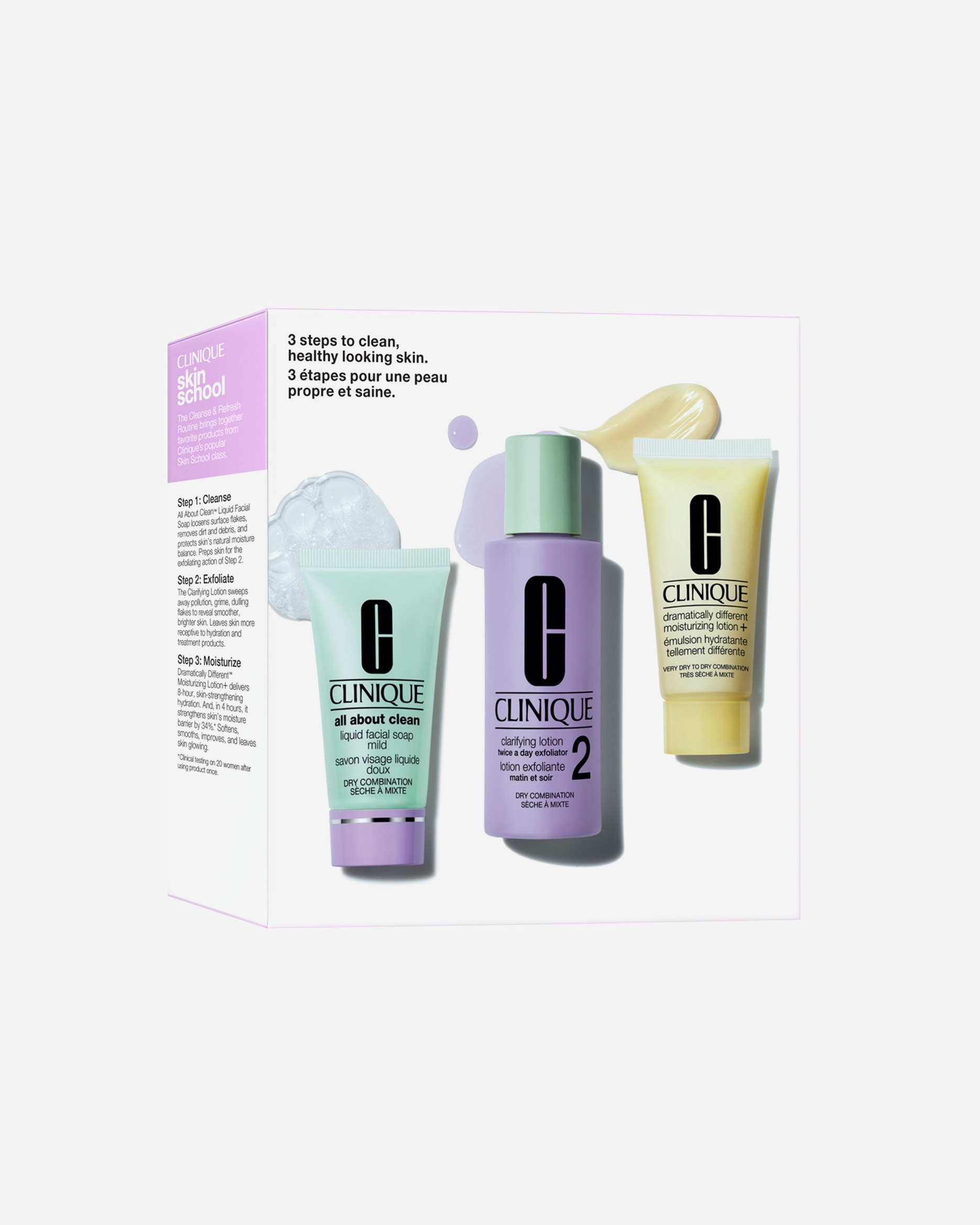 Set de tratamiento facial para Unisex Clinique 3-Phasen-Systempflege Mini Kits 3 Step Skin 2 1 Pieza