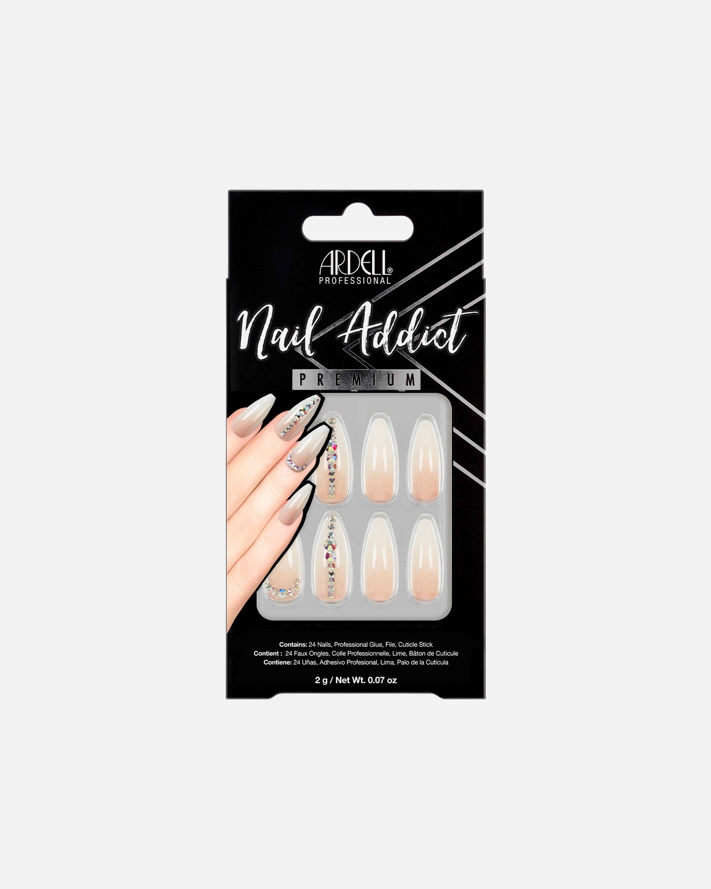 Uñas postizas para Unisex Ardell Nail Addict Premium Nude Light Crystals 1 Pieza