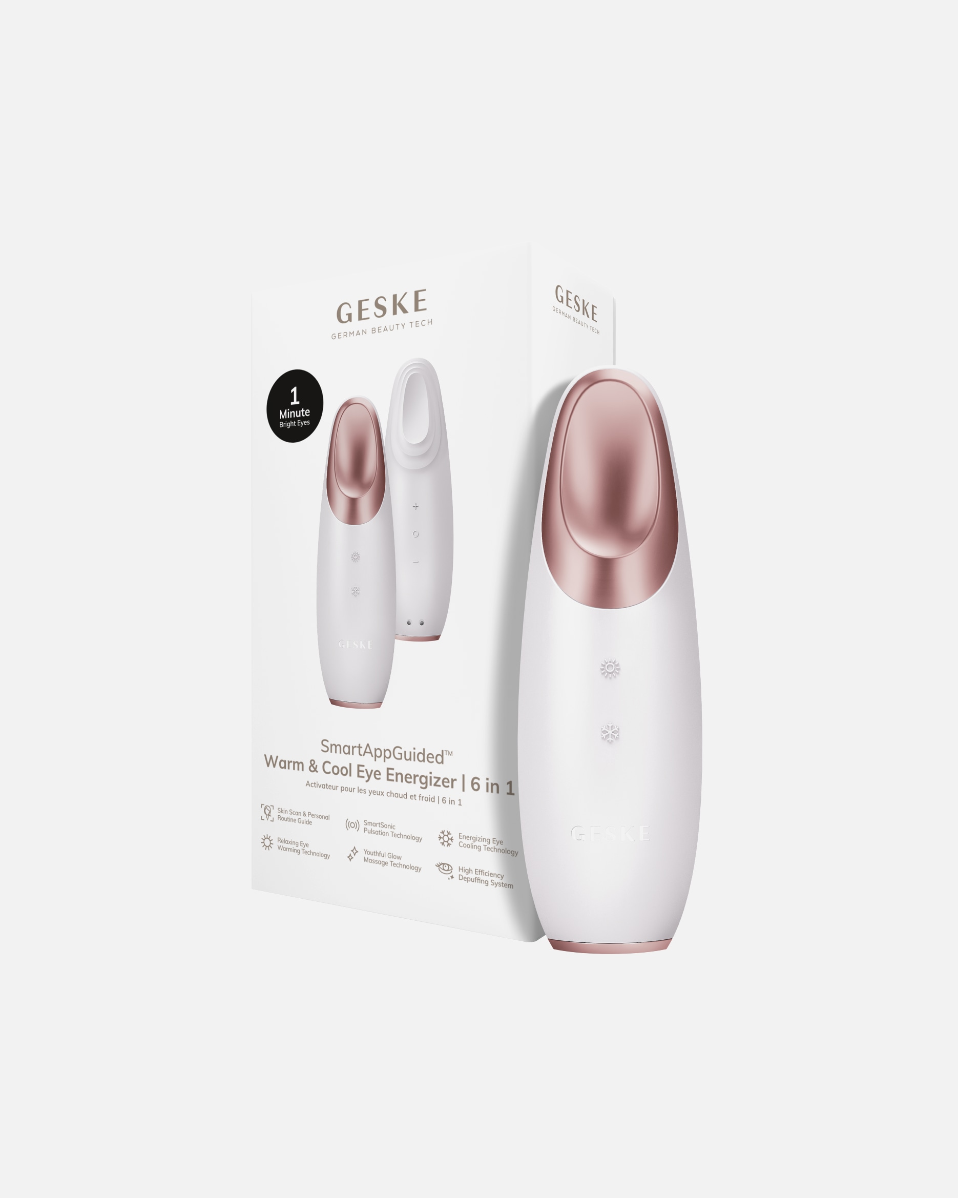 Dispositivo de masaje facial eléctrico para Unisex GESKE SmartAppGuided™ Warm & Cool Eye Energizer 6 in 1 Starlight