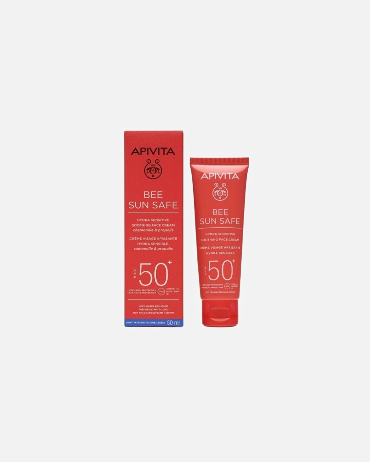 Crema solar para el rostro para Unisex Apivita Bee Sun Safe Hydra Sensitive Soothing Face Cream SPF50+ 50 ml