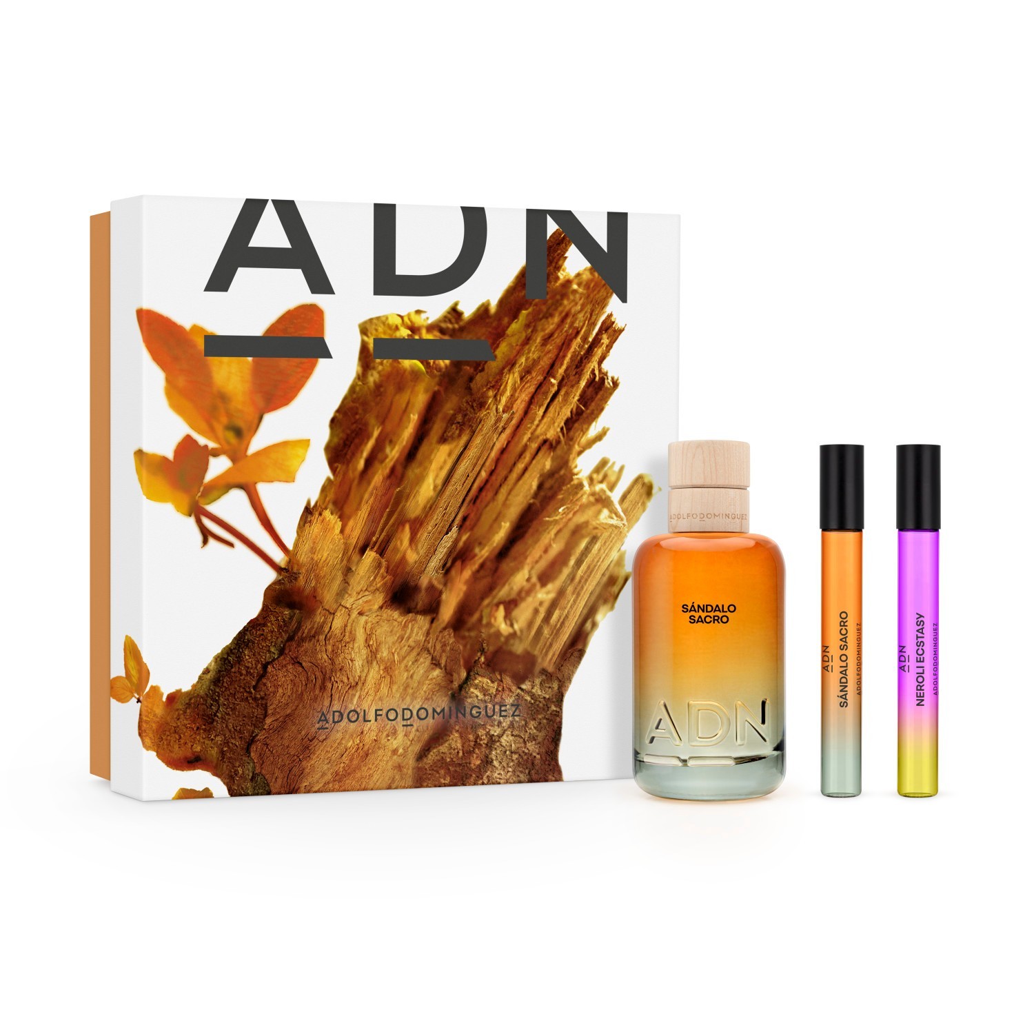 Adolfo Dominguez ADN Sándalo Sacro Gift Set — textura e acabamento