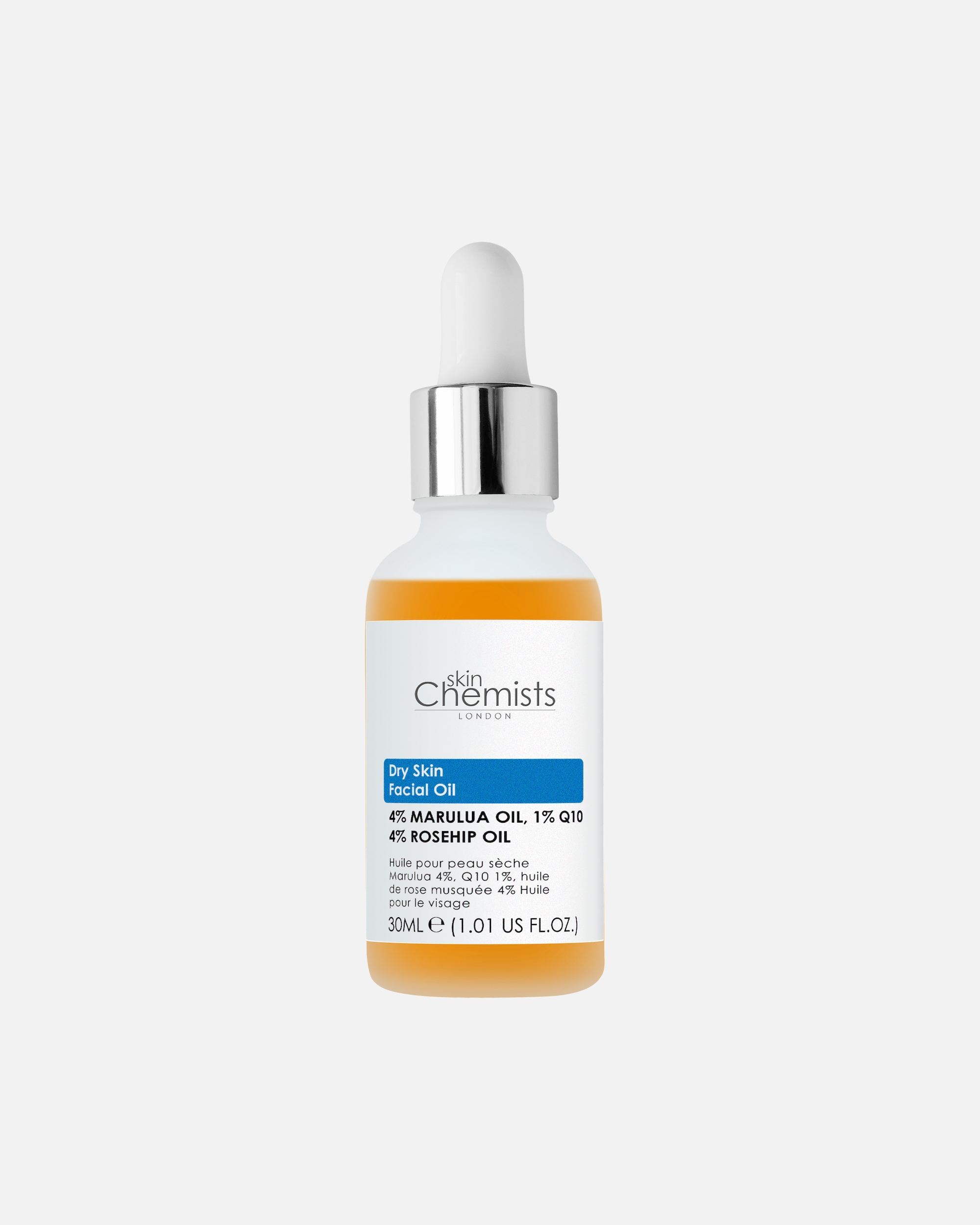Aceite facial para Unisex skinChemists Tratamiento para Piel Seca con Aceite De Marula, Q10 y Rosa Mosqueta 30 ml