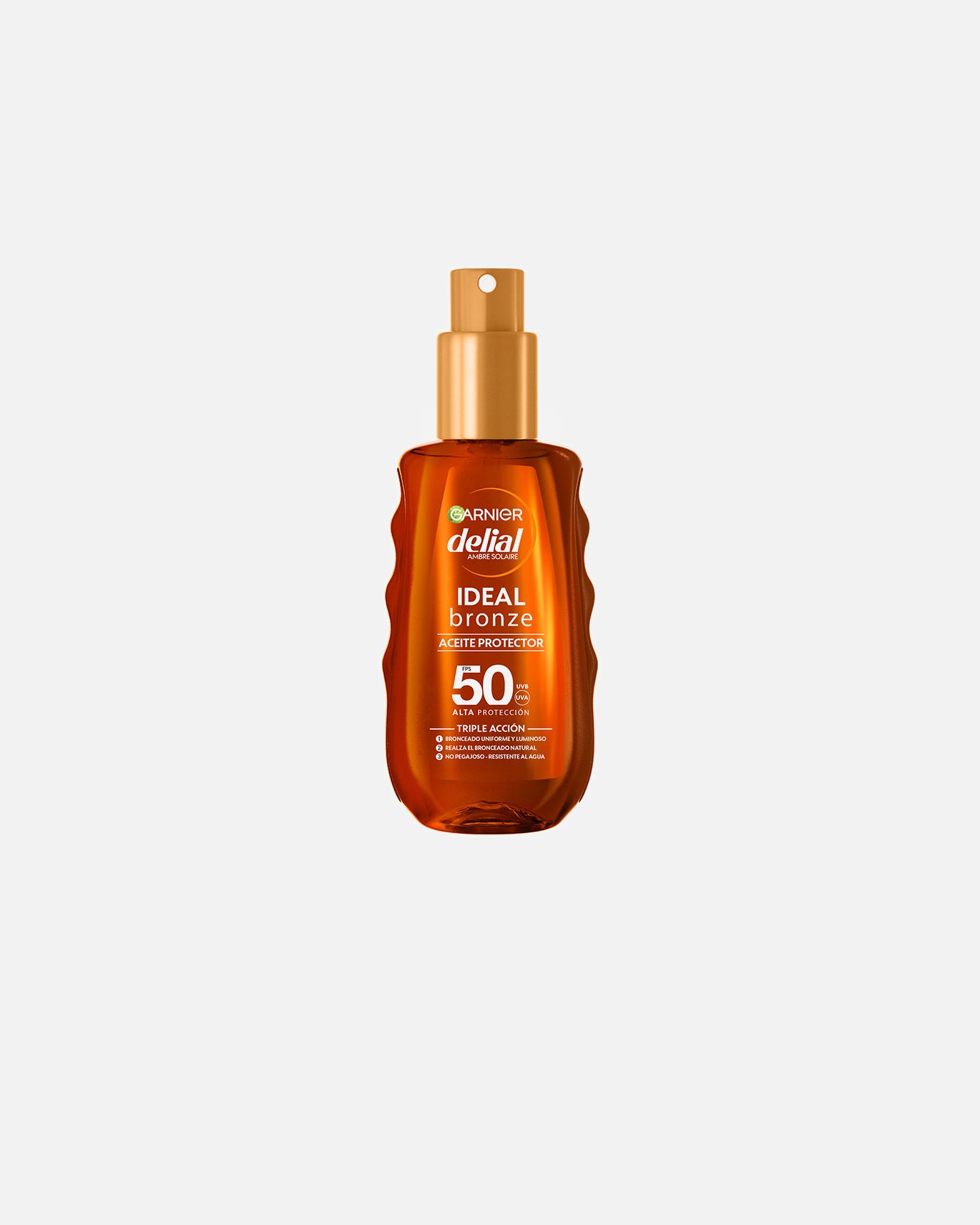 Crema solar corporal para Mujer Garnier DELIAL IDEAL BRONZE aceite protector SPF50 150 ml