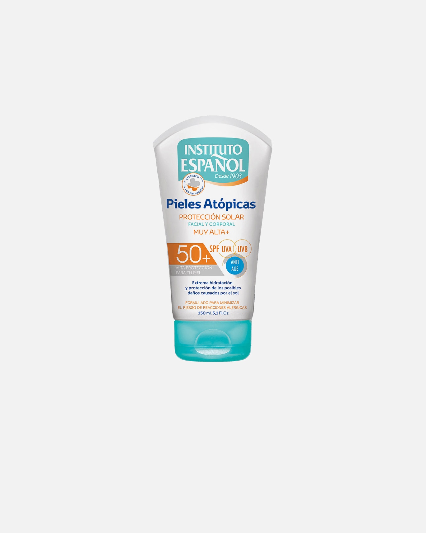 Crema solar para Unisex Instituto Español PIEL ATÓPICA protección solar facial y corporal SPF50+ 150 ml