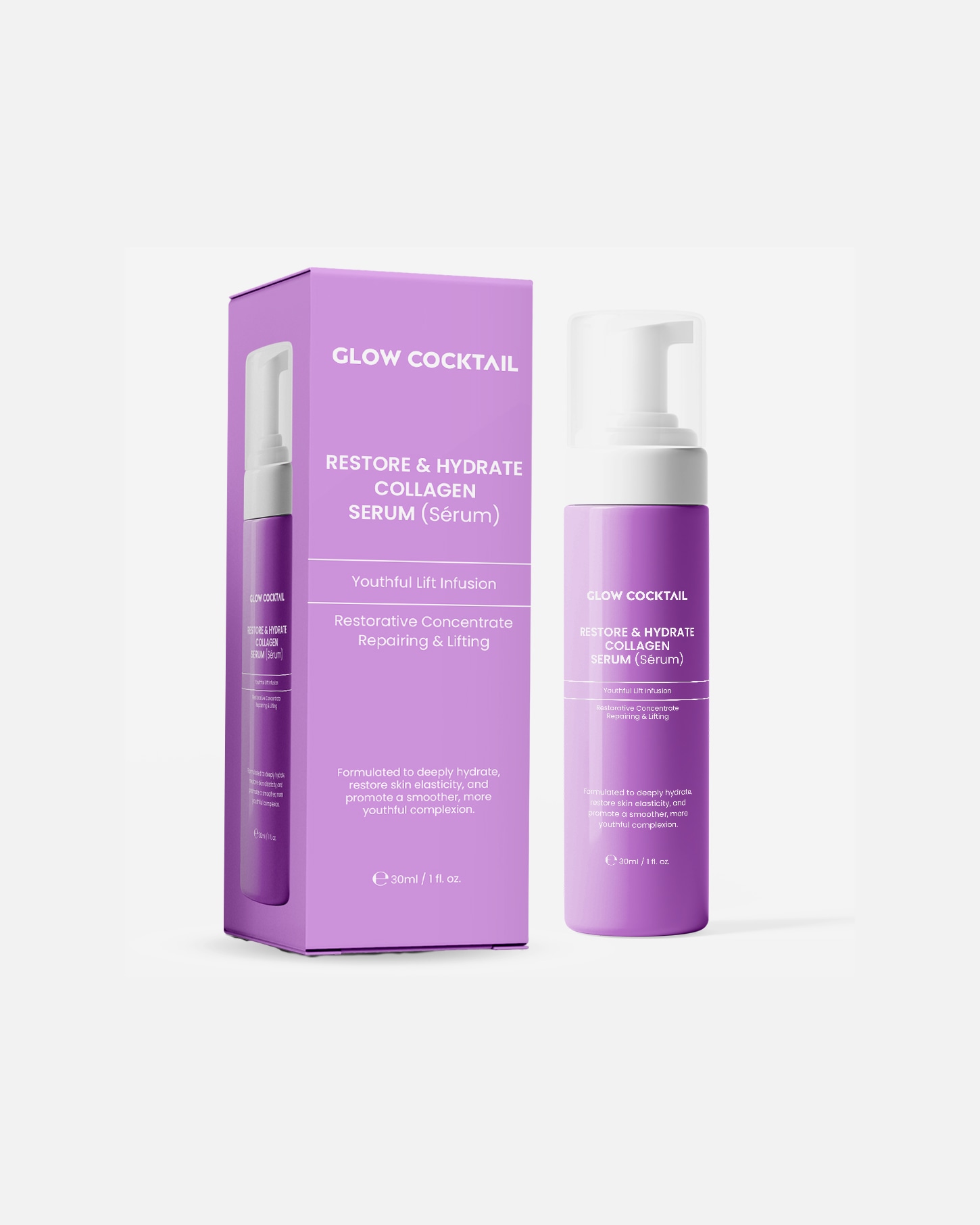 Suero de colágeno para Mujer Glow Cocktail Suero hidratante de colágeno 30 ml