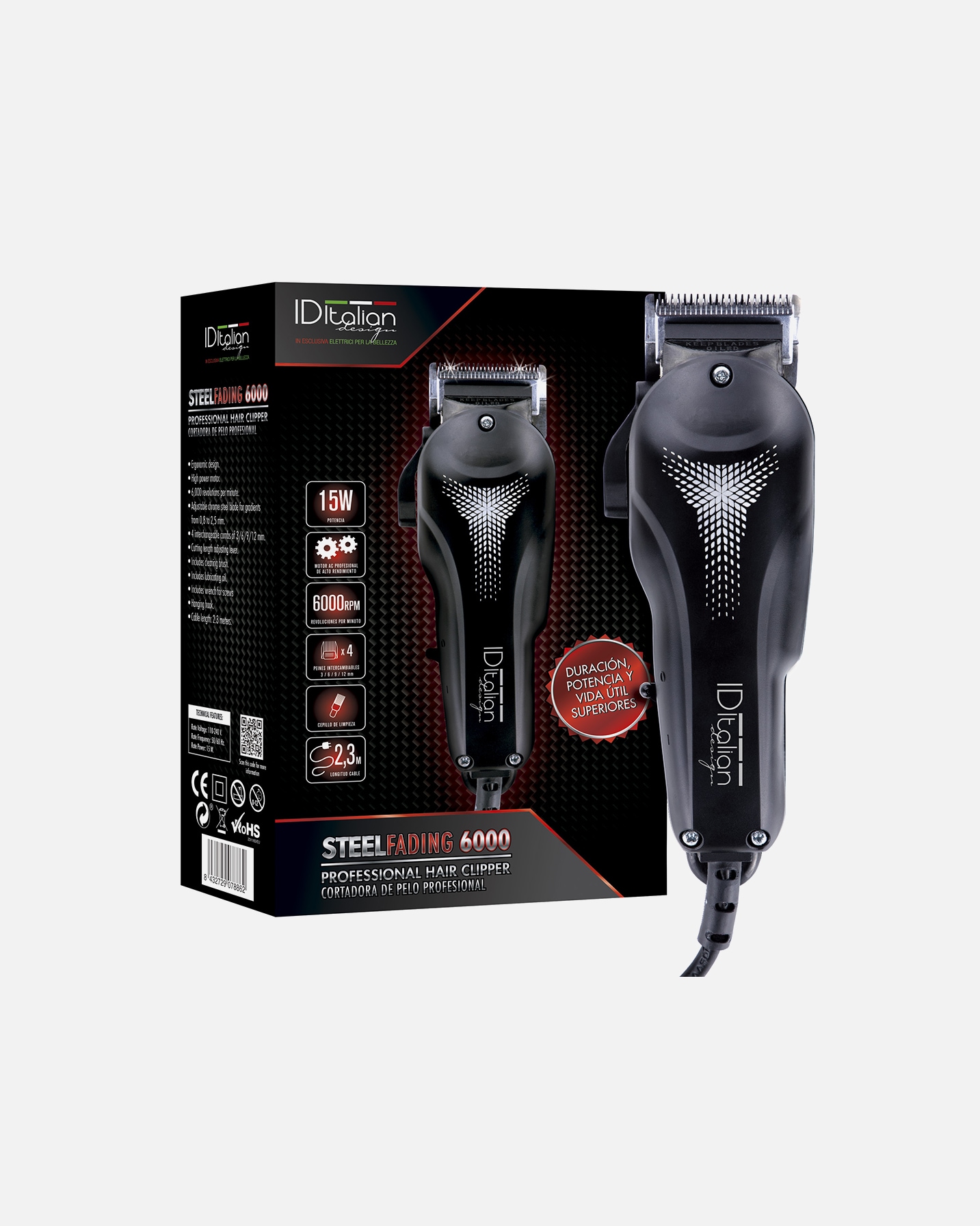 Broche del pelo para Hombre Maquinilla Profesional 6000 Acero Fade 1 pieza