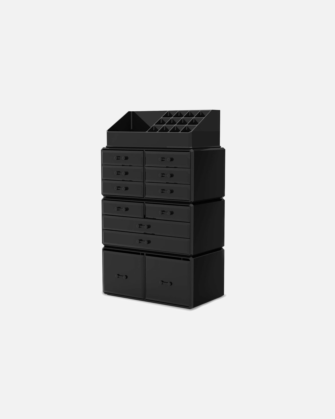 Neceser maquillaje para Unisex UNIQ Estuche De Maquillaje XXL Con 12 Cajones Y 16 Compartimentos Negro