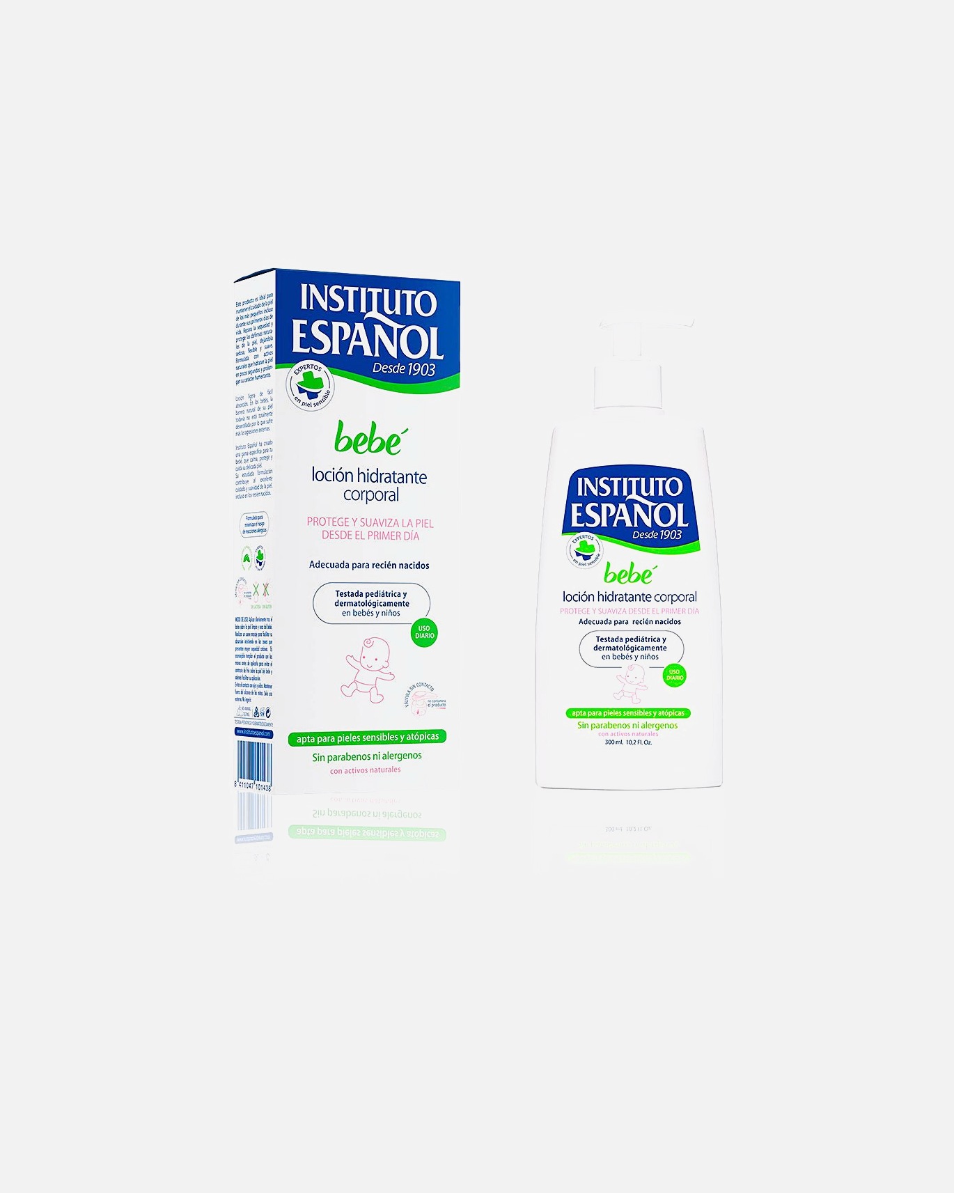 Crema para bebés para Unisex Instituto Español BEBE loción hidratante corporal 300 ml