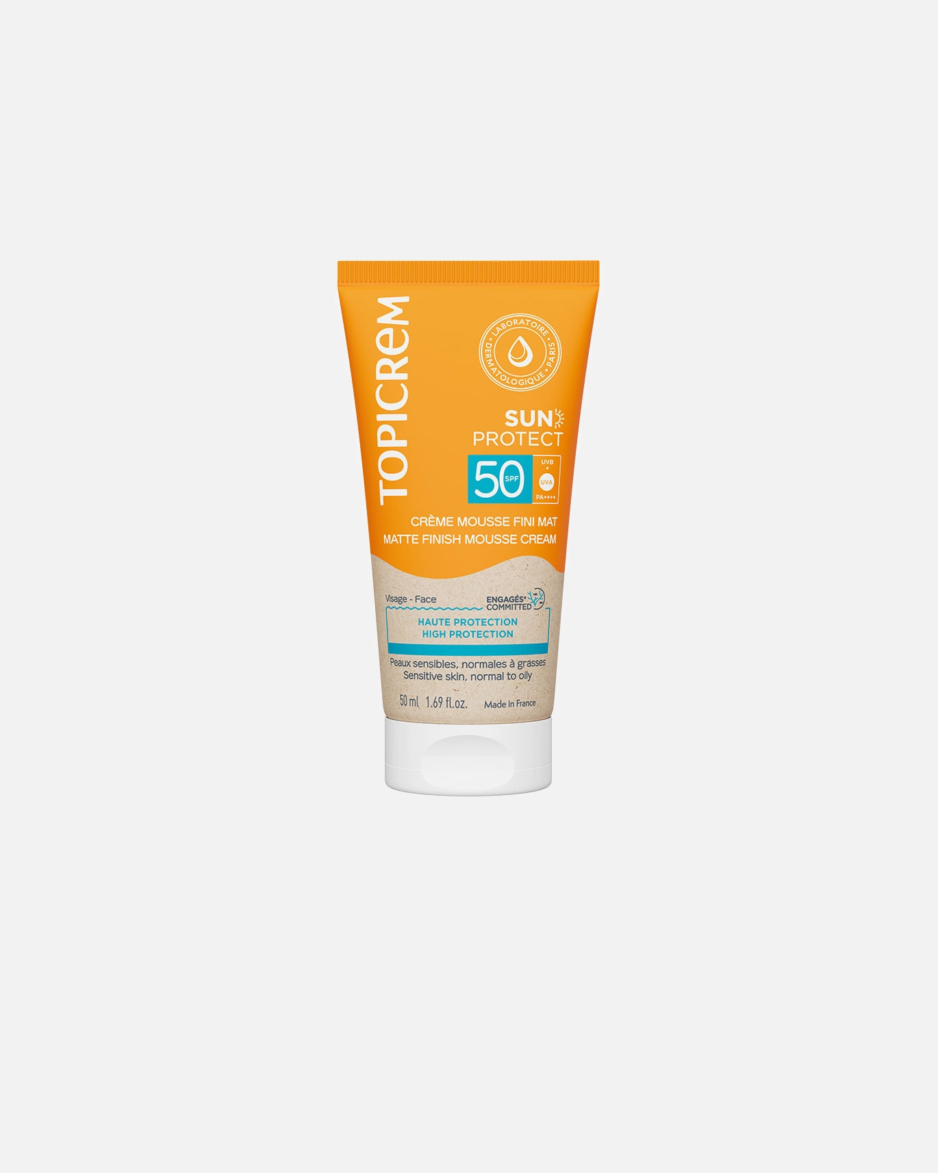 Crema solar corporal para Unisex Topicrem SUN PROTECT mousse-crema acabado mate SPF50+ 50 ml