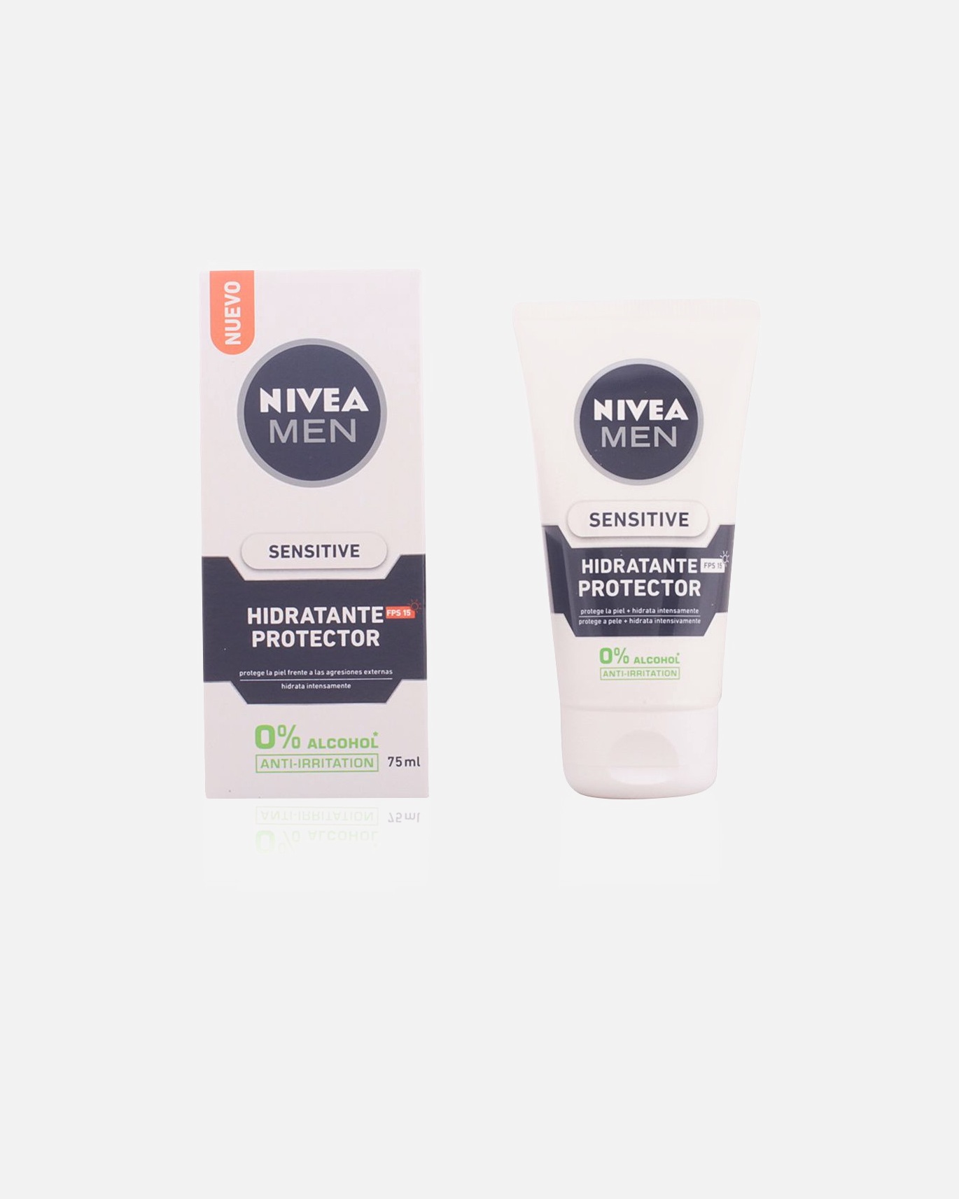 Crema facial para Hombre NIVEA MEN SENSITIVE protector hidratante 0% alcohol SPF15 75 ml