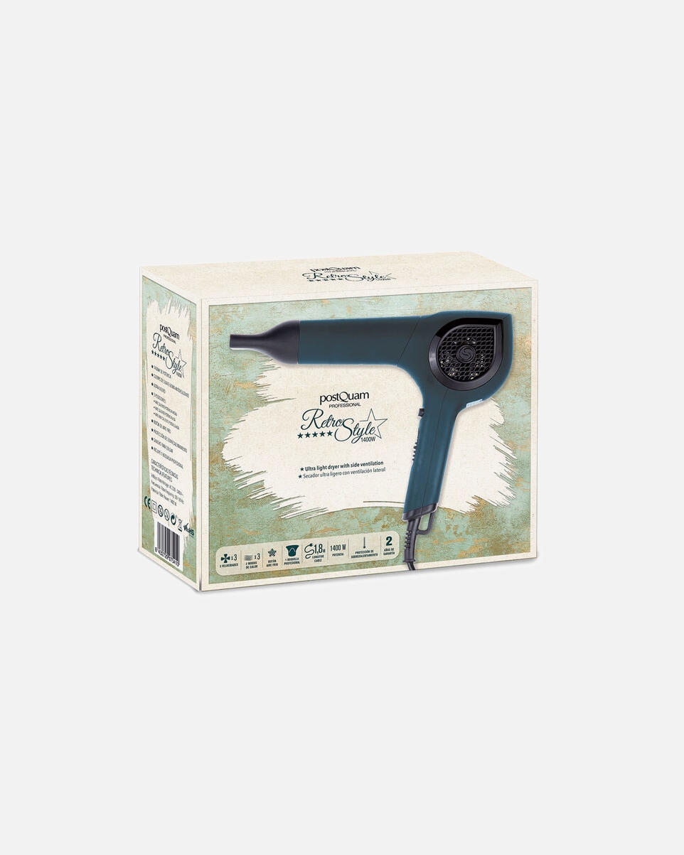 Secador de pelo para Unisex Postquam ELECTRICAL ITEMS ELECTRICAL ITEMS SECADOR DE PELO RETRO 1400W MOTOR DC 1 pieza