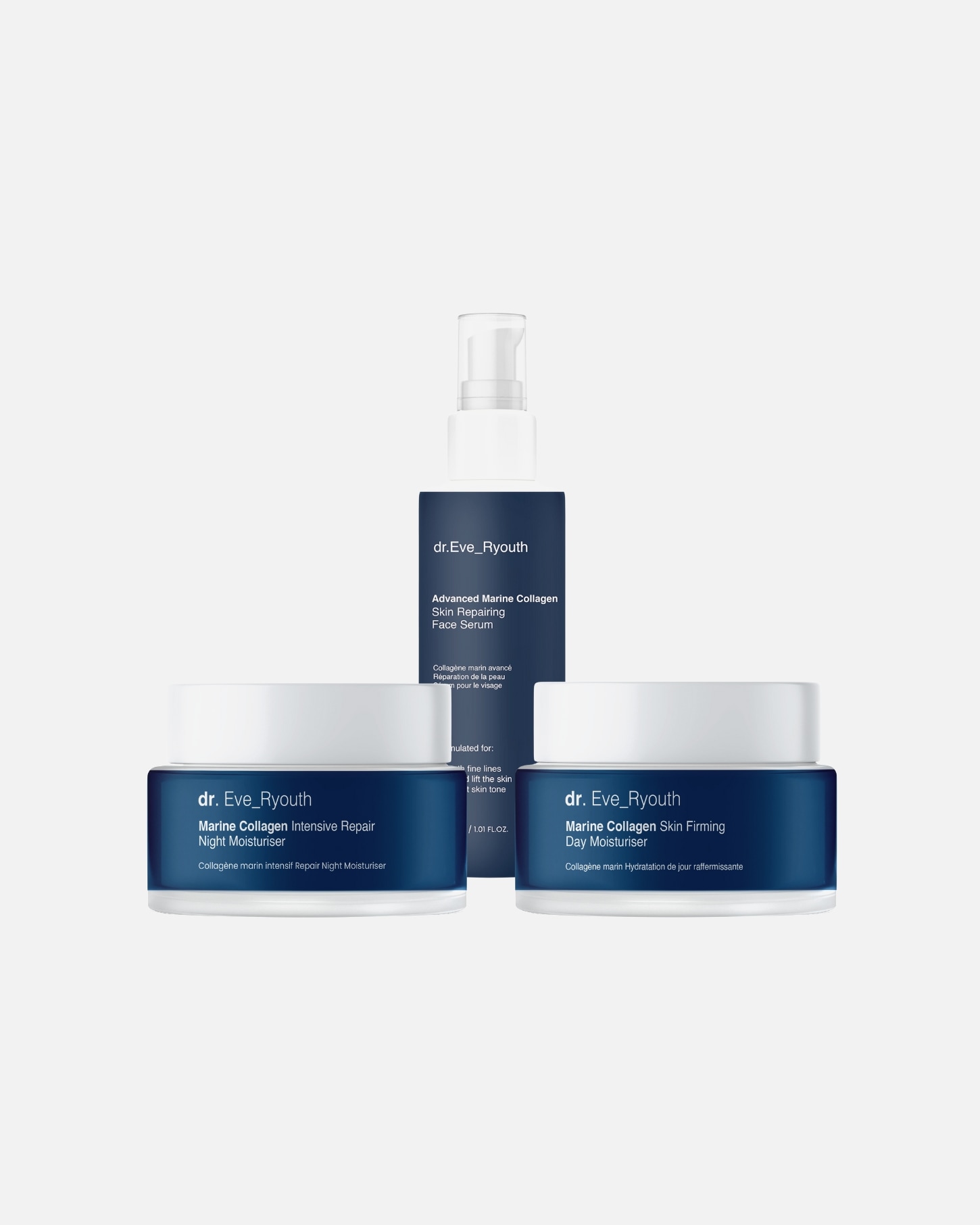 Set de tratamiento facial para Mujer Dr. Eve_Ryouth Trío de sueros marinos 1 pieza