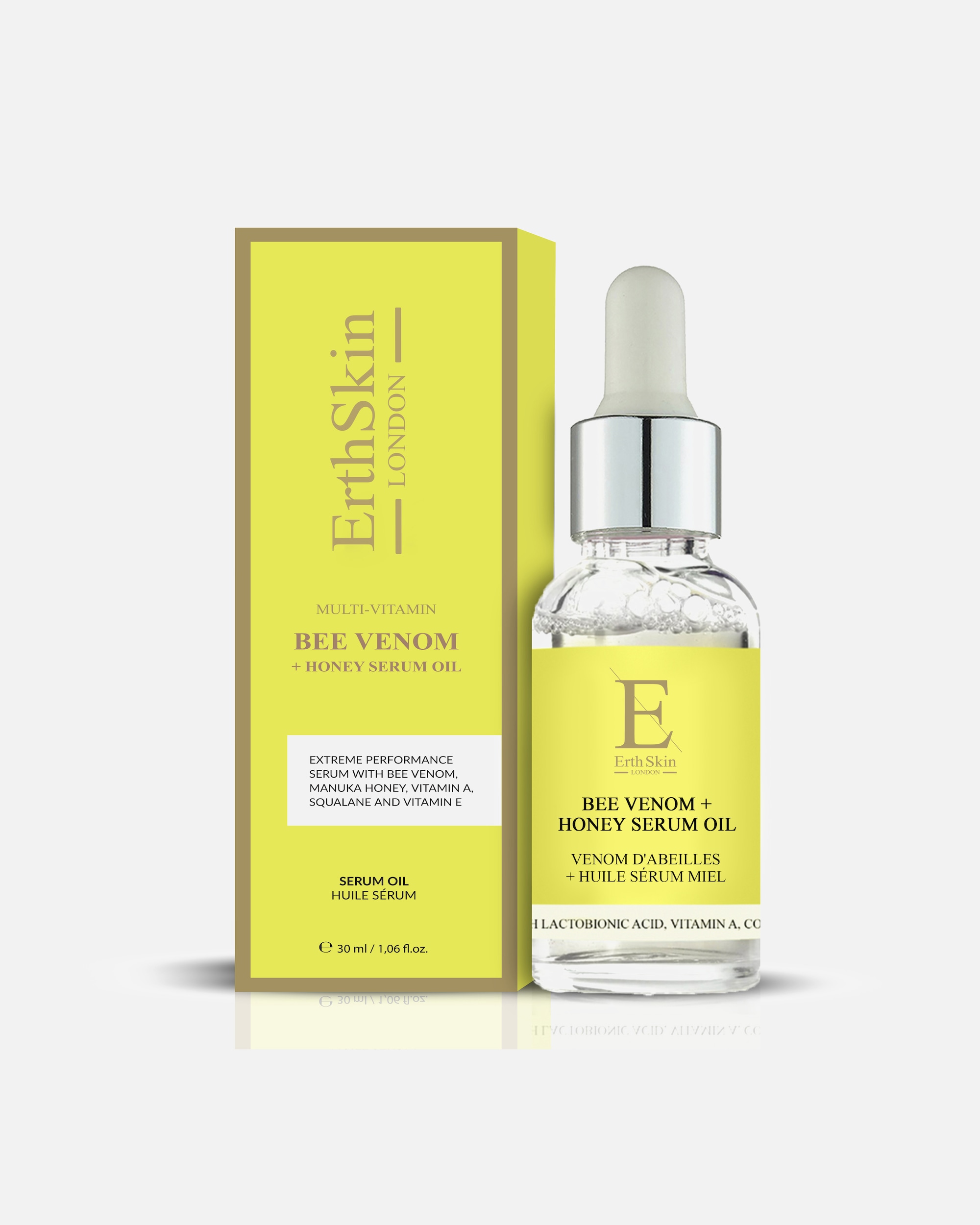 Aceite facial para Mujer ErthSkin London Aceite de suero de veneno de abeja + miel de Manuka 30ml