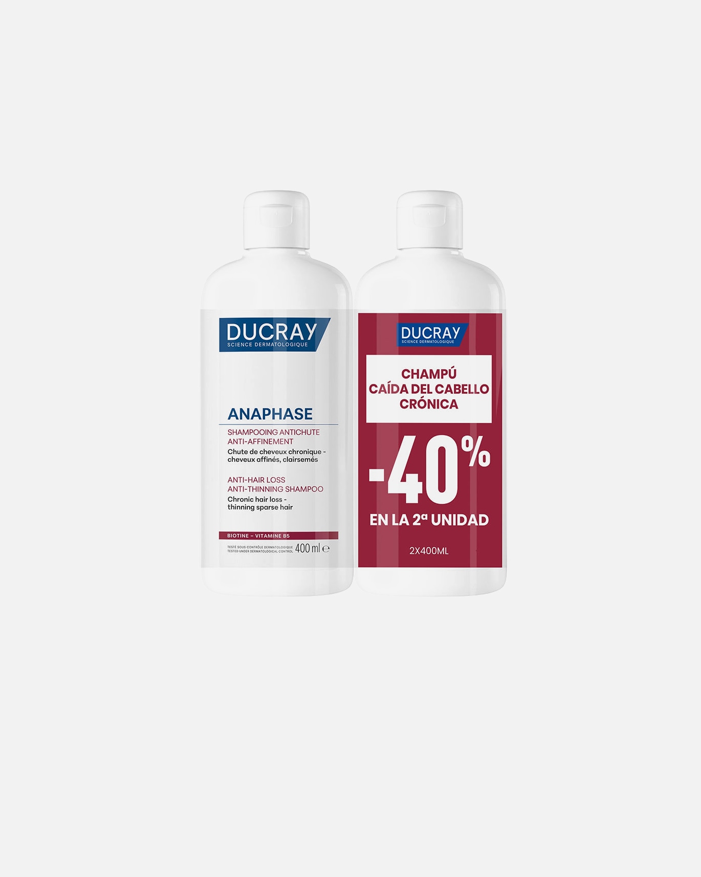 Champú capilar para Unisex Ducray ANAPHASE champú anticaída y antiafinamiento pack 800 ml