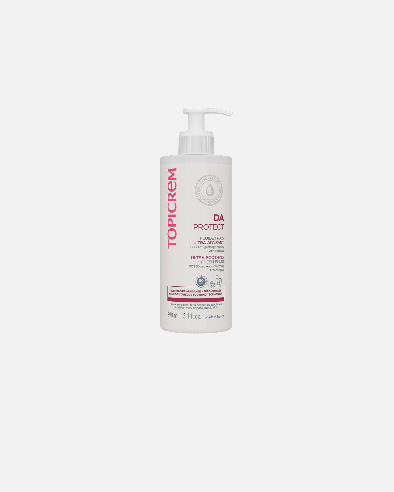 Loción corporal para Unisex Topicrem DA PROTECT fluido fresco ultra-clamante 390 ml