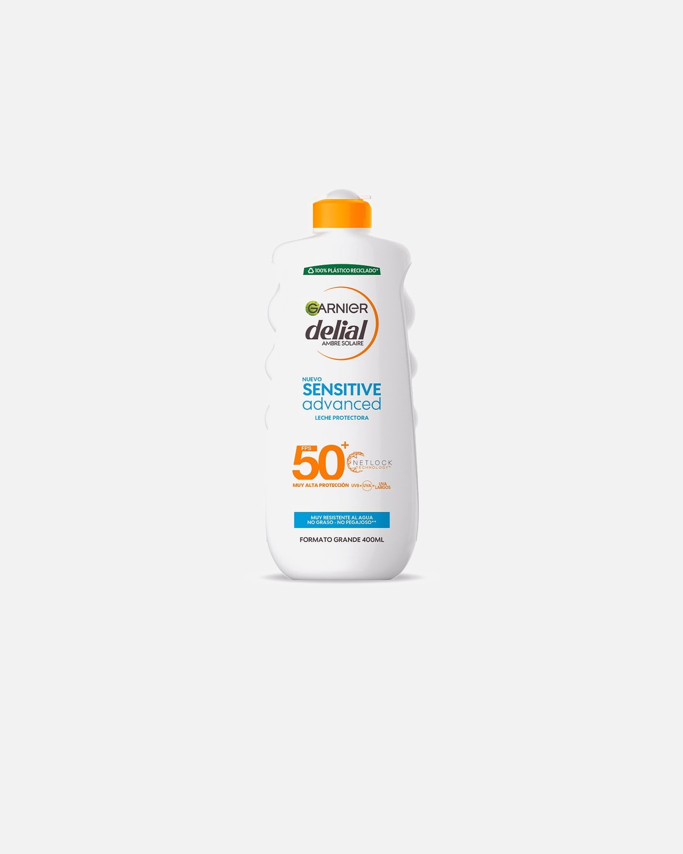 Crema solar corporal para Unisex Garnier DELIAL SENSITIVE ADVANCED leche SPF50+ 400 ml