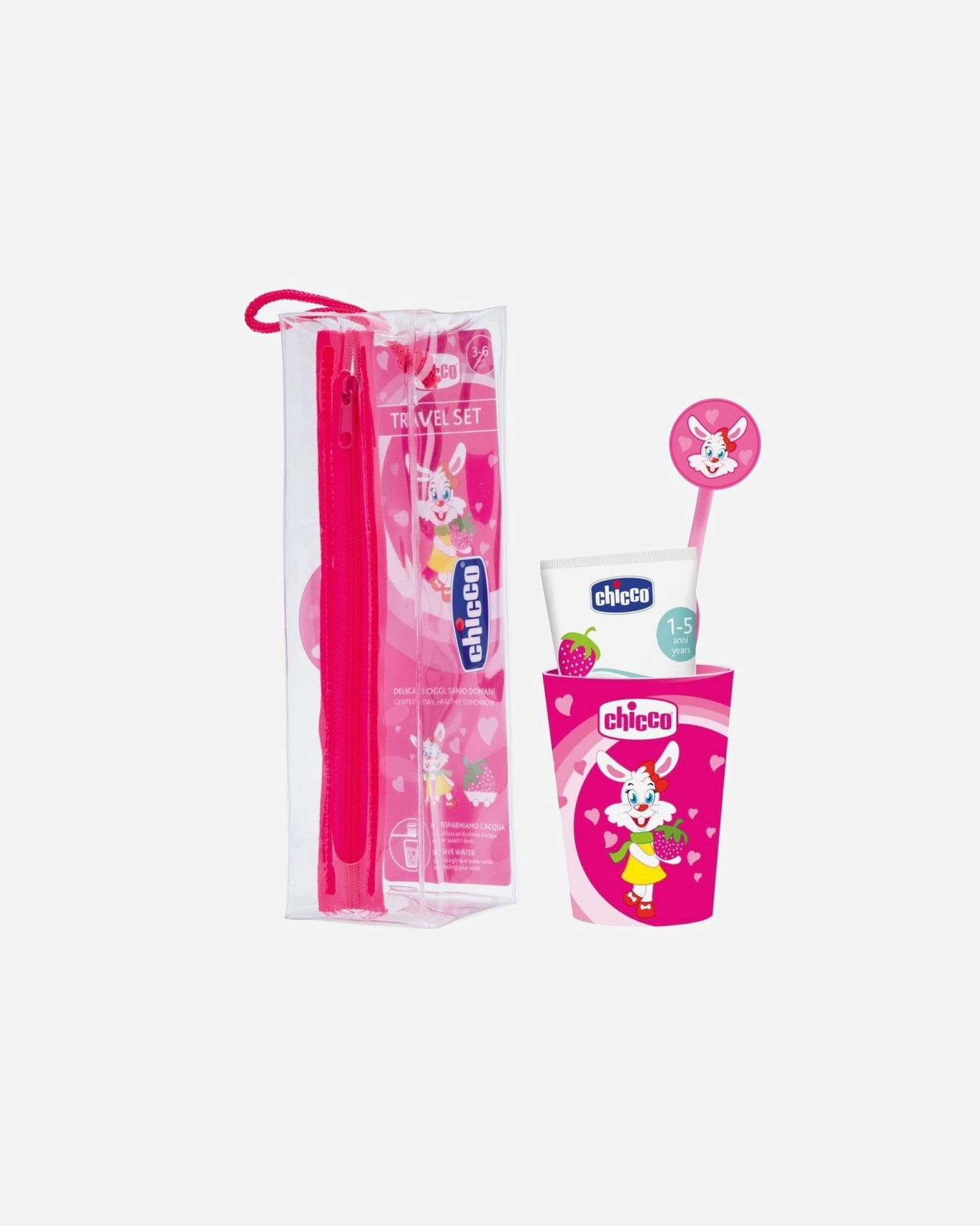Cepillo de dientes para Unisex Chicco Set Cepillo De Dientes Viaje Rosa 36M+ 1 UN