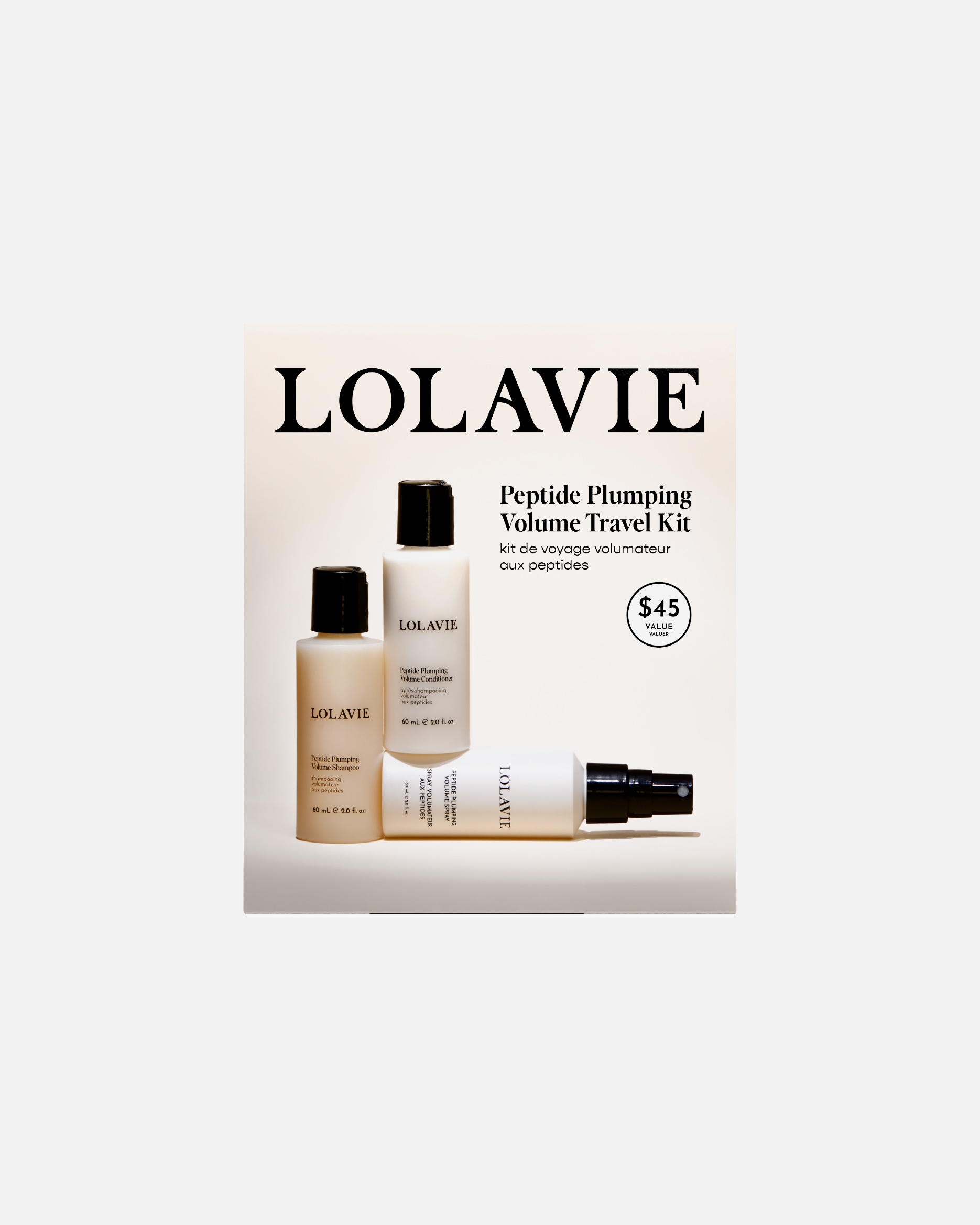 Set de cuidado capilar para Unisex LOLAVIE Peptide Plumping Peptide Plumping Volume Travel Kit 180 ml