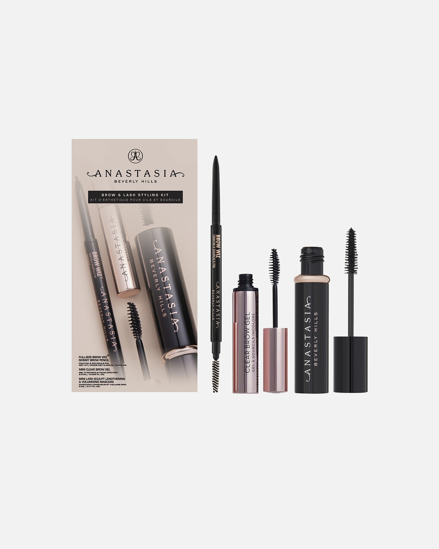 Set de maquillaje para cejas para Unisex Anastasia Beverly Hills Brow & Lash Styling Kit Marrón oscuro