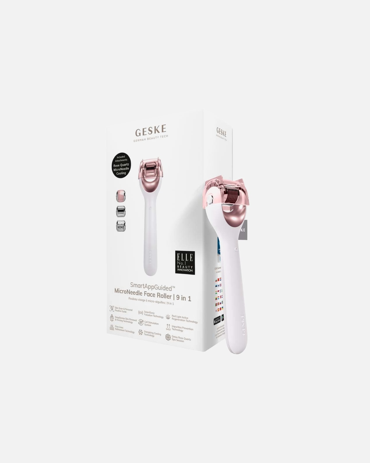 Dispositivo de masaje facial eléctrico para Unisex Geske SmartAppGuided™ MicroNeedle Face Roller 9 in 1 1 Un