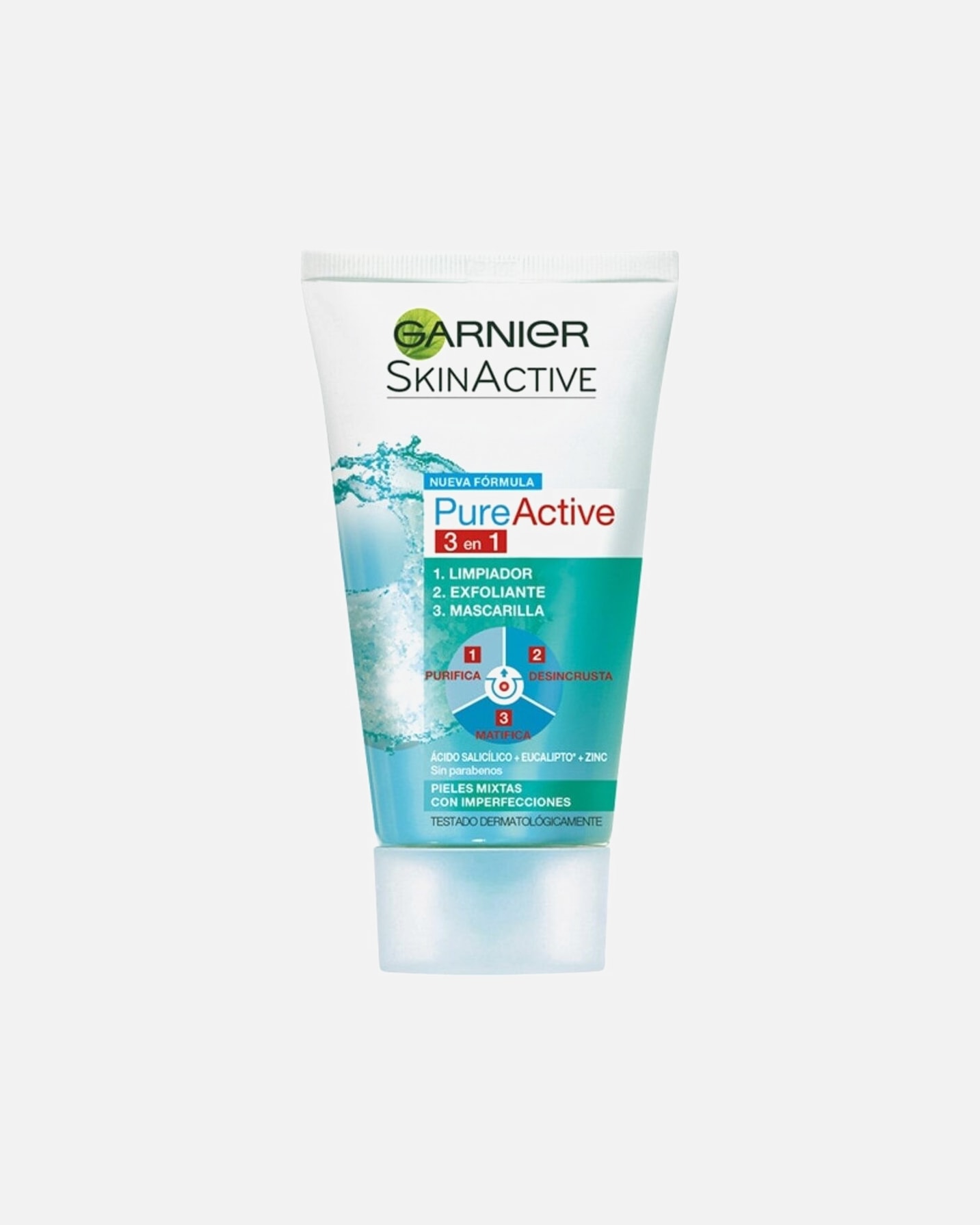 Mascarilla de limpieza para Mujer Garnier Skin Active Limpiador integral Pure Active 3 en 1 150 ML