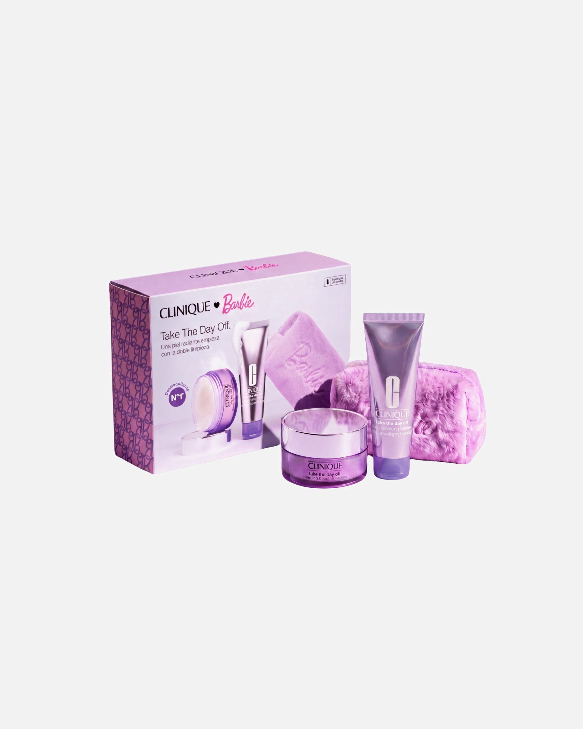 Set de tratamiento facial para Unisex Clinique Take the Day off Double Cleanse & Barbie Estuche 1 Pieza