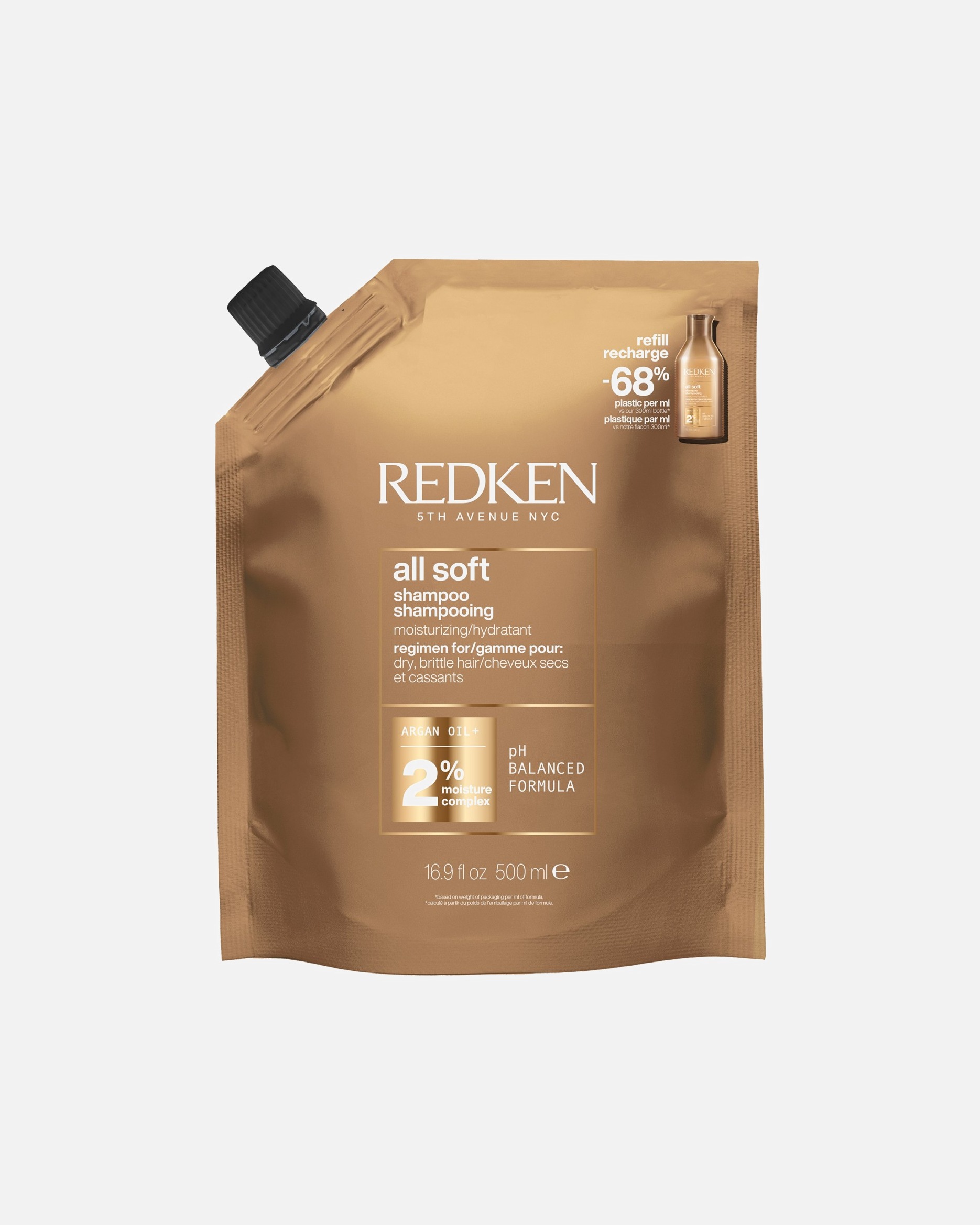 Champú capilar para Unisex Redken All Soft Champú 500 ml - Refill